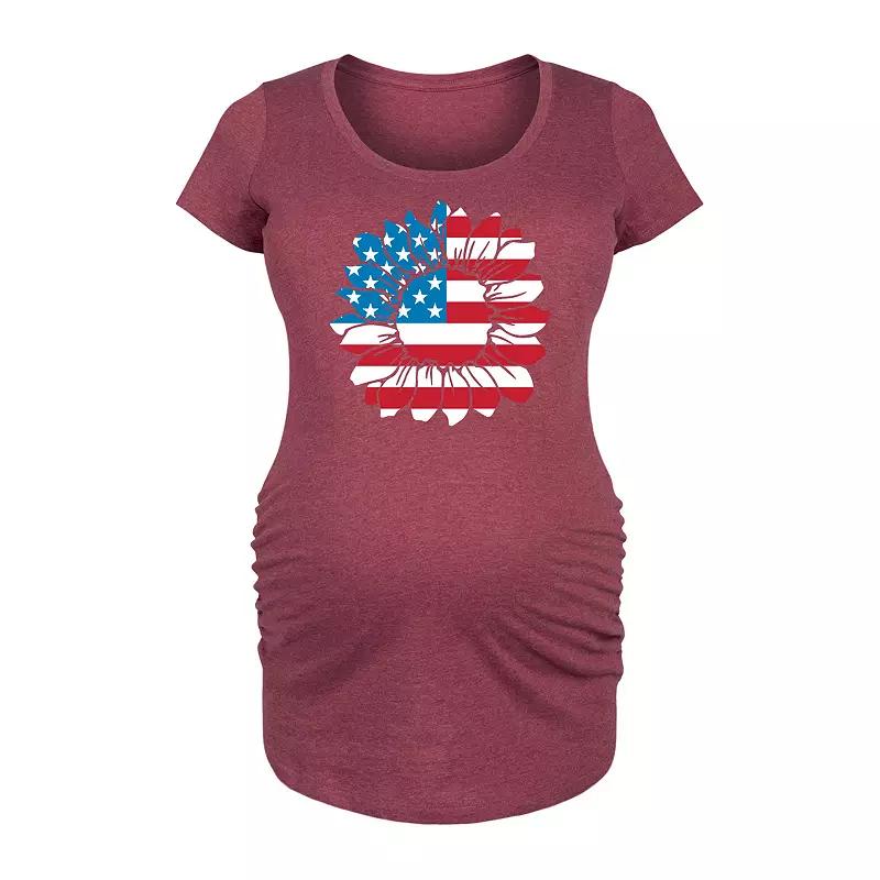 Maternity American Flag Sunflower Graphic Tee, Women's,  Product Image