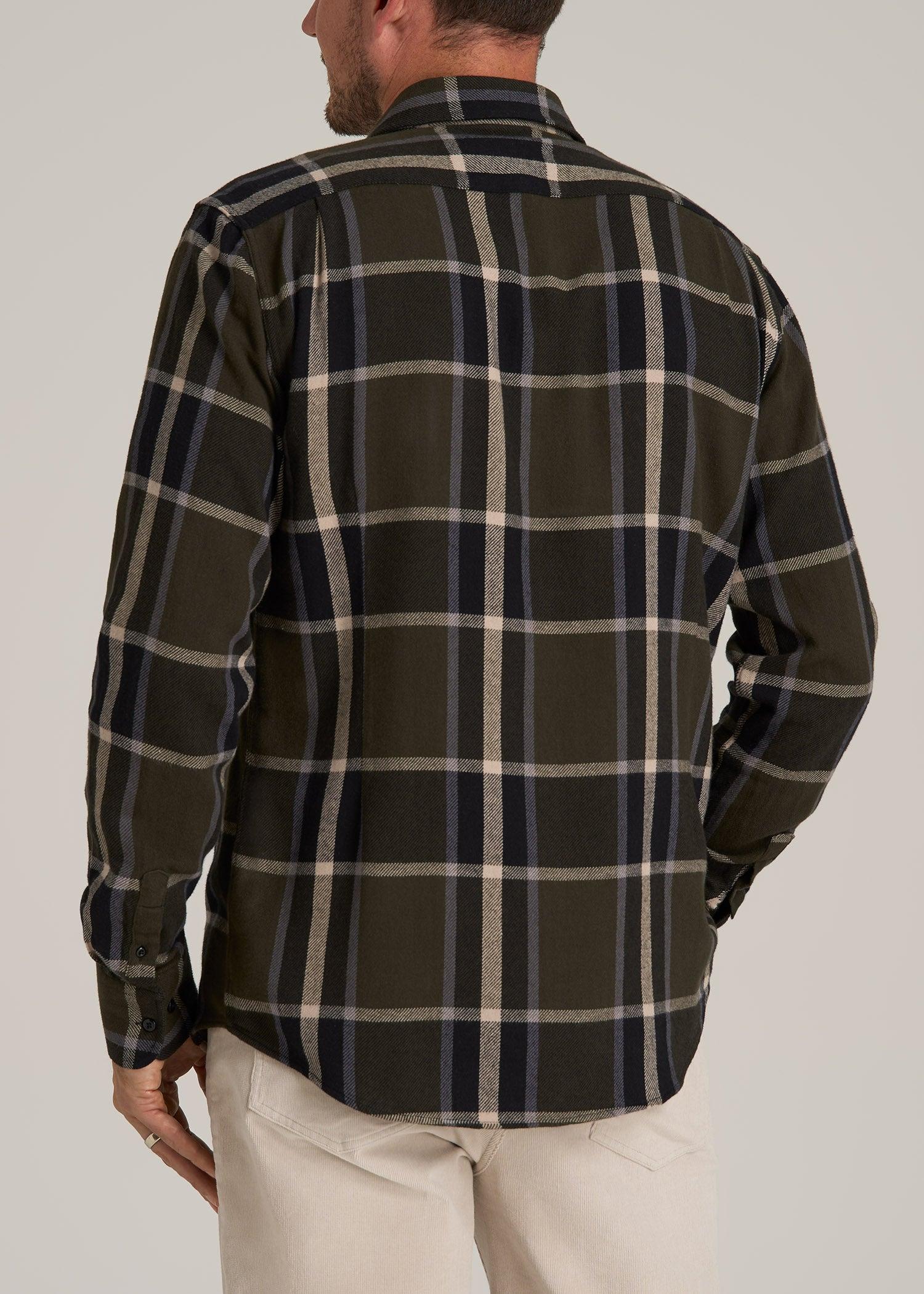 Nelson Flannel Shirt for Tall Men in Olive Plaid Male Product Image