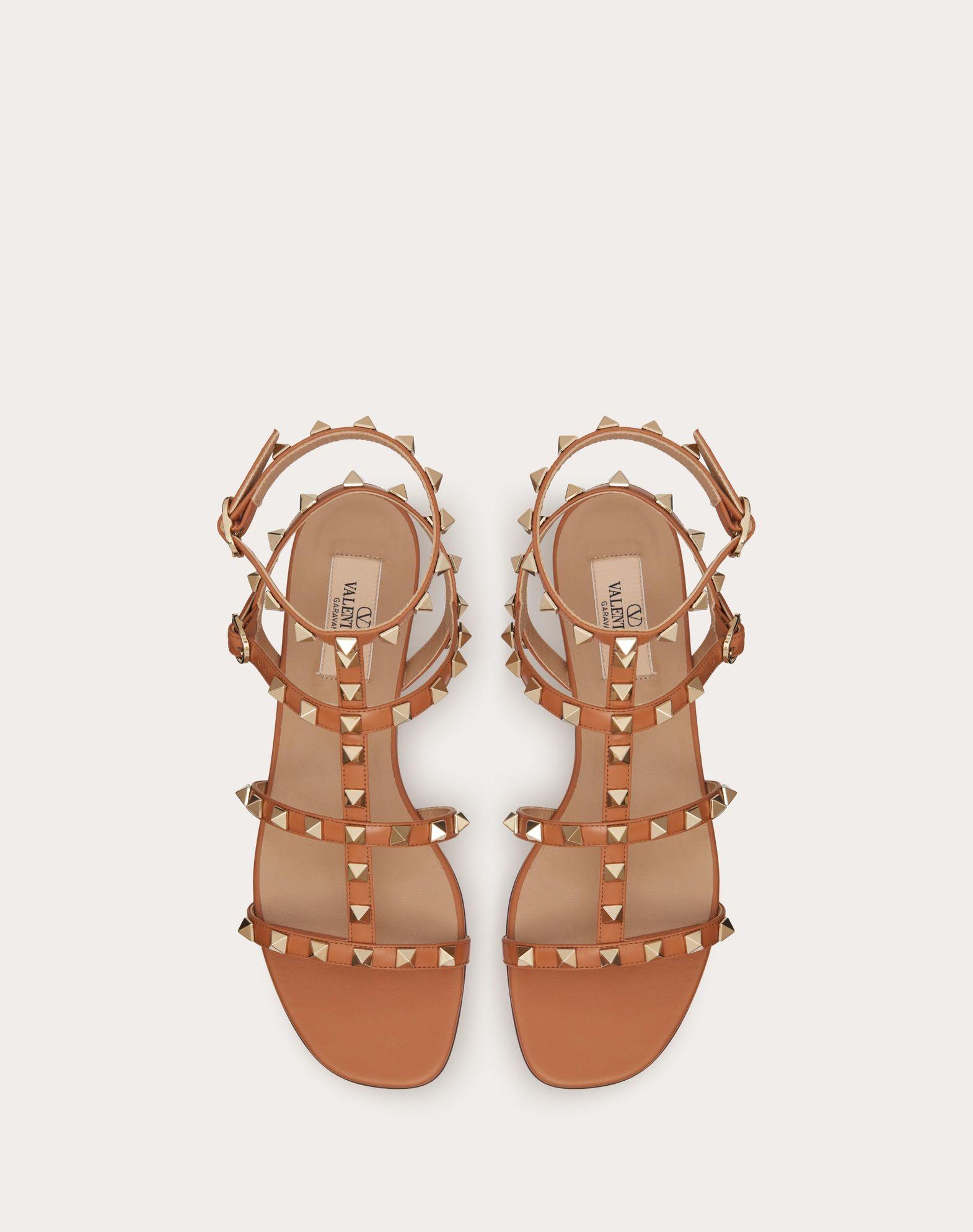 Rockstud Flat Calfskin Sandal With Straps Product Image