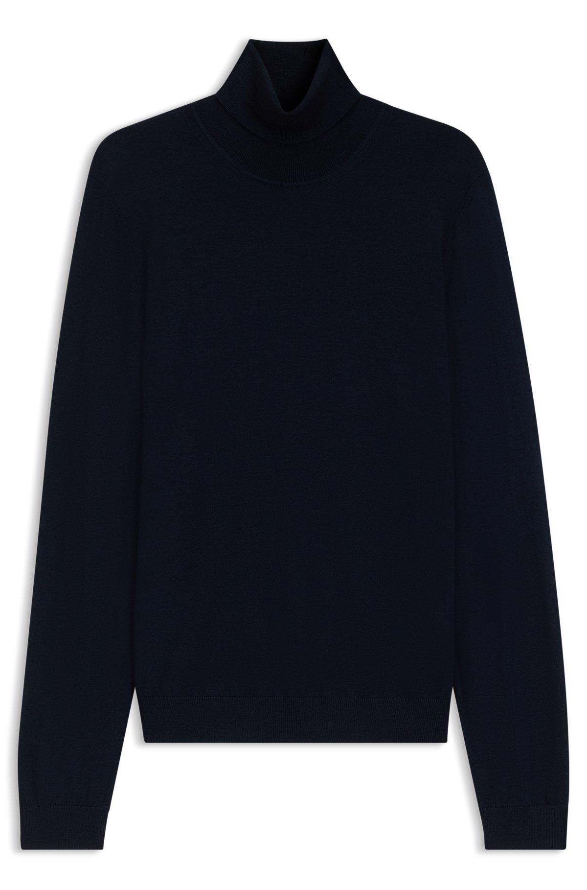 Regular-fit roll-neck sweater in mercerized virgin wool Product Image