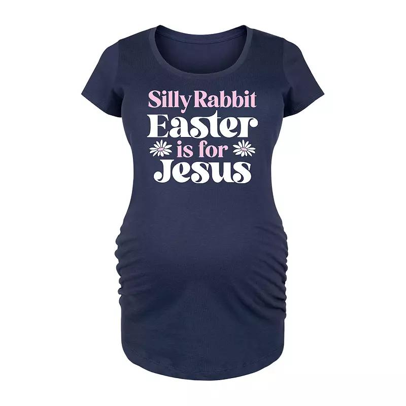 Maternity Silly Rabbit Easter Is For Jesus Graphic Tee, Womens Blue Product Image