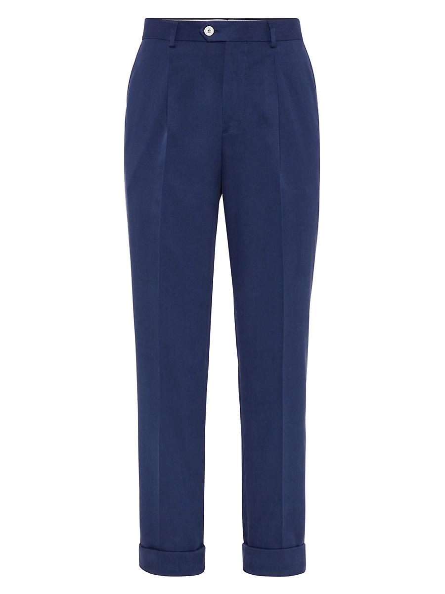 Mens Dlav Silk Twill Leisure Fit Trousers with Pleat Product Image