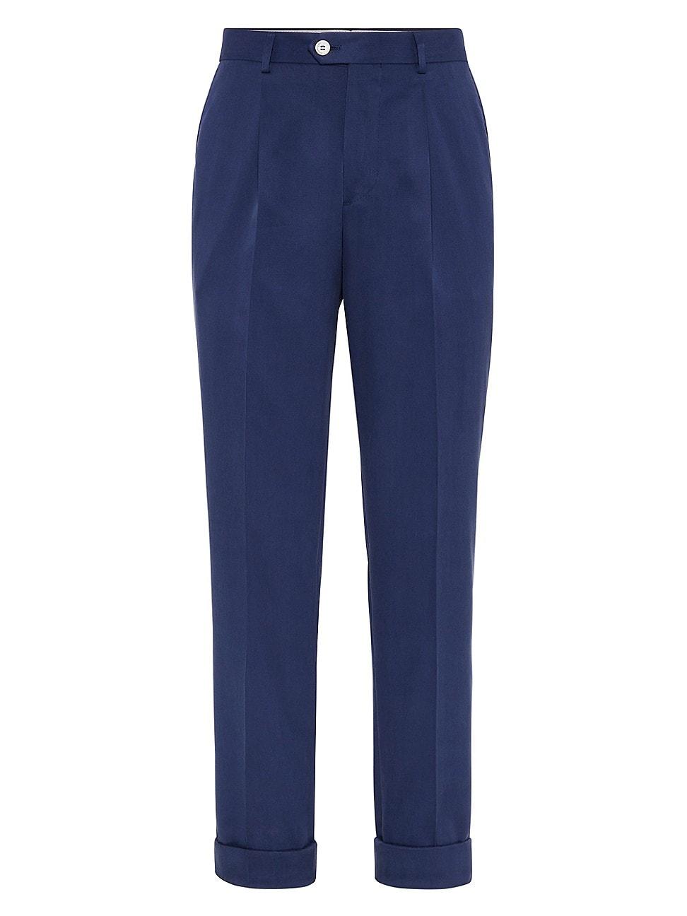 Mens Dlav Silk Twill Leisure Fit Trousers with Pleat Product Image