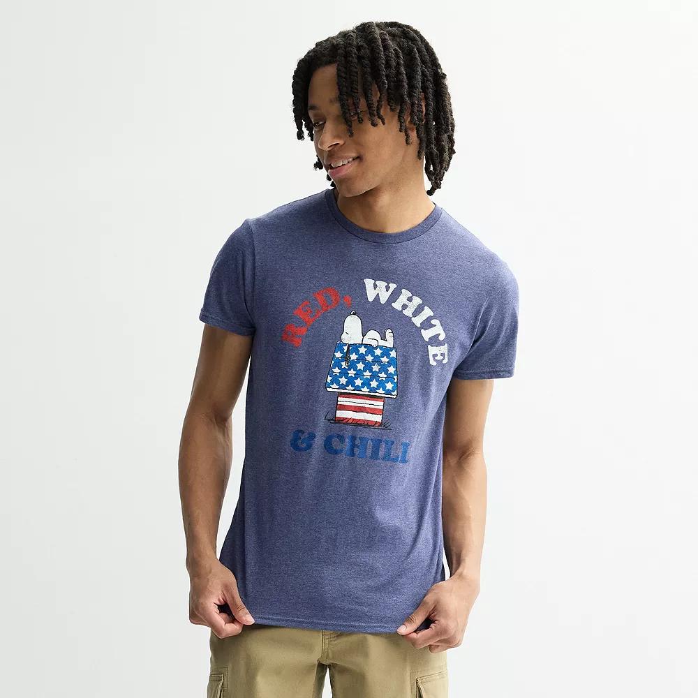 Men's Peanuts Red White & Chill Snoopy Tee, Size: Large, Blue Product Image