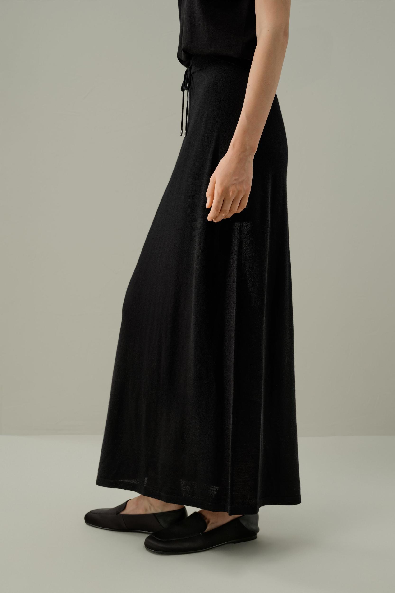 Merino Wool Drawstring Maxi Skirt Product Image
