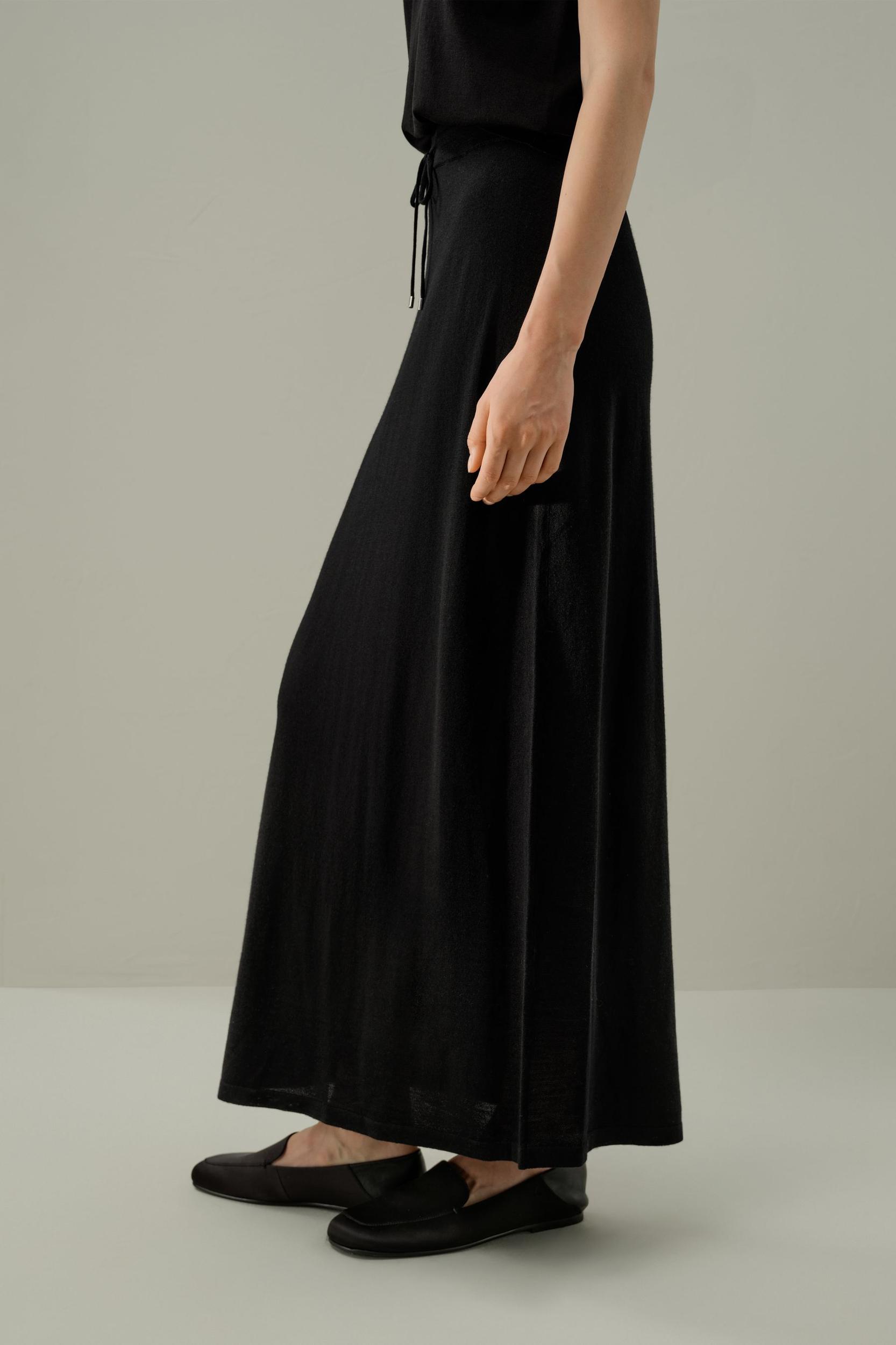 Merino Wool Drawstring Maxi Skirt Product Image