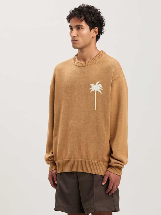BACK PALMS KNIT SWEATER BEIGE - OFF WHIT Product Image