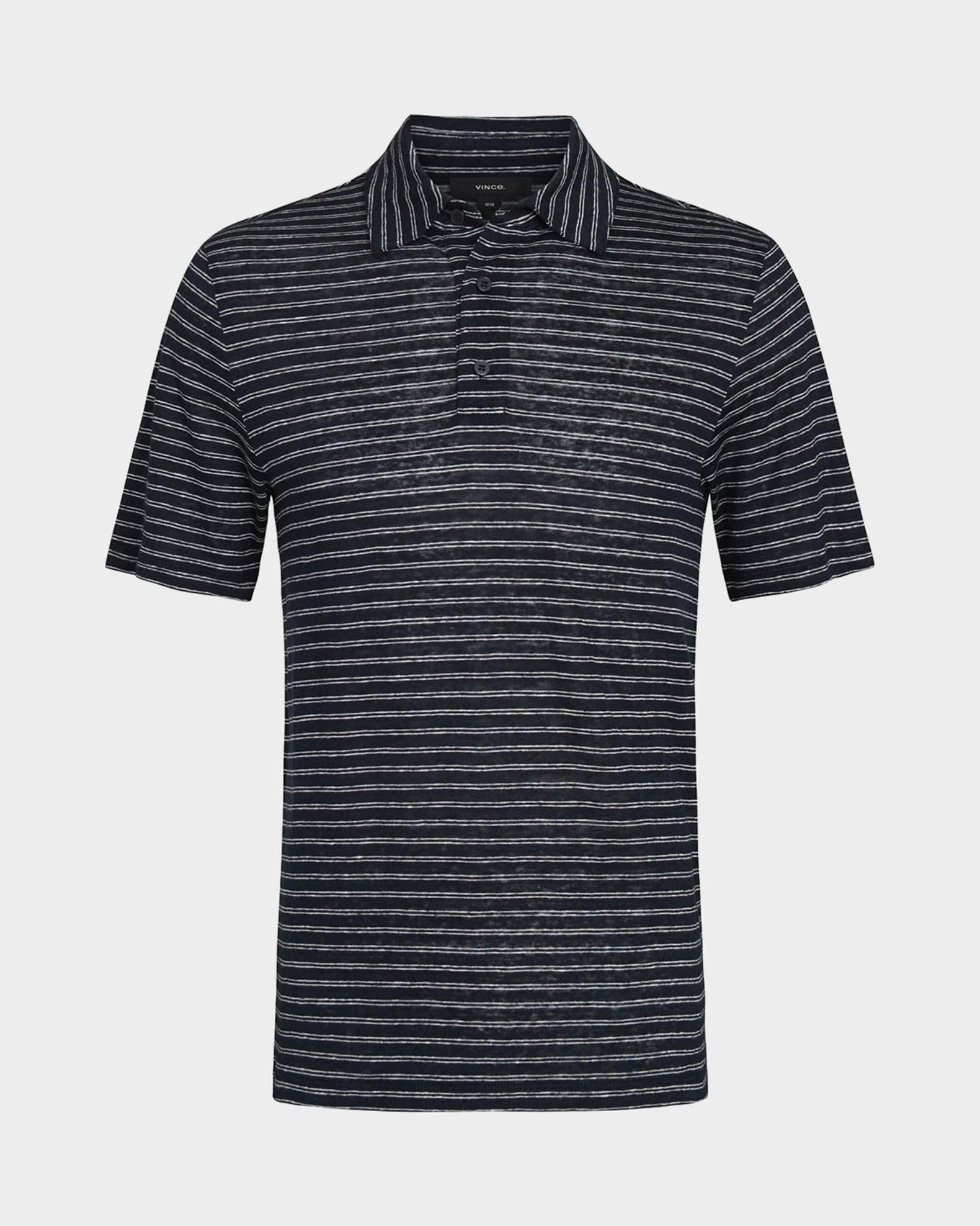 Striped Linen Jersey Polo Shirt Product Image