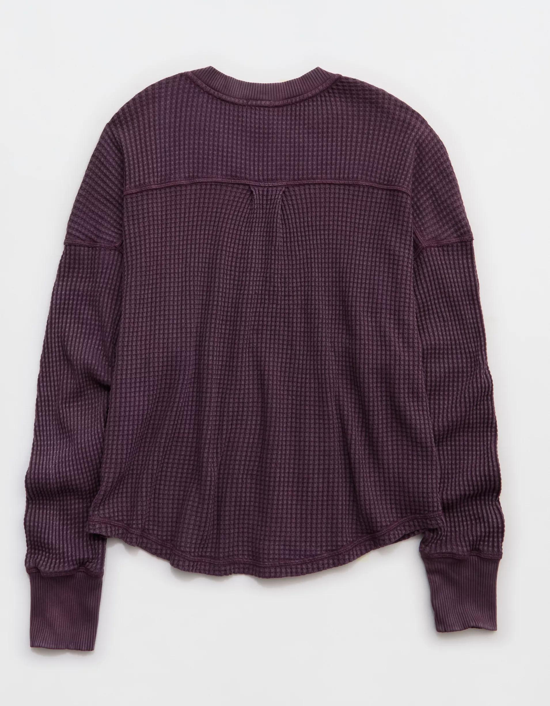 OFFLINE By Aerie Wow! Waffle Notch Neck Long Sleeve T-Shirt Product Image