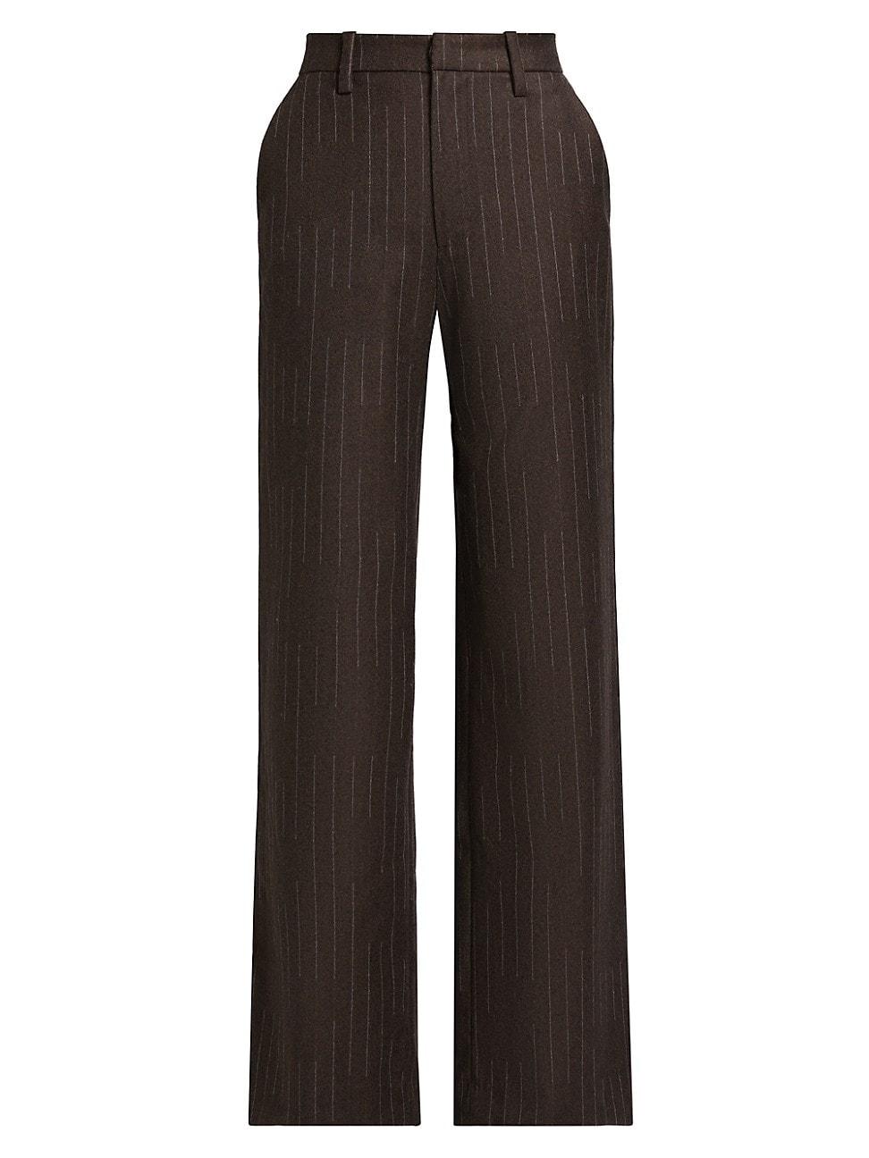 Womens Chalk Striped Flat-Front Trousers Product Image
