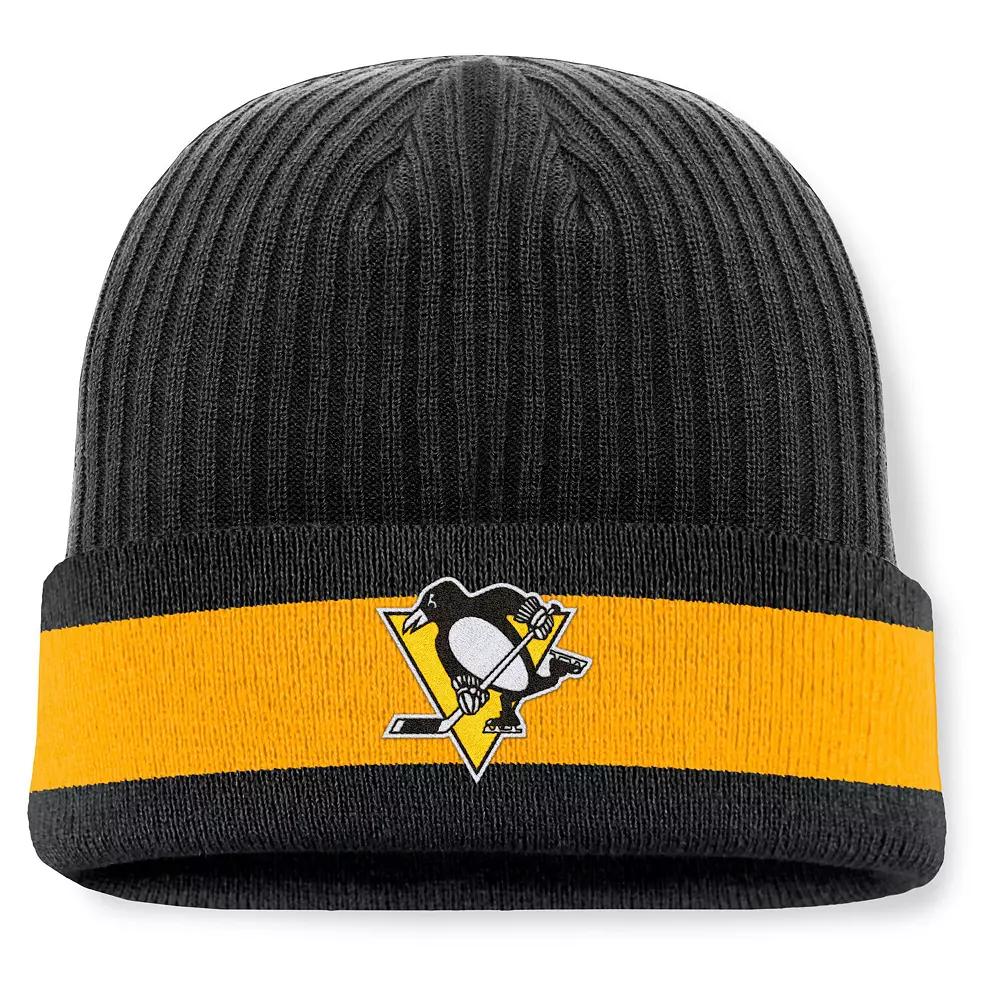 Men's Fanatics Black Pittsburgh Penguins Blueliner Cuffed Knit Hat Product Image