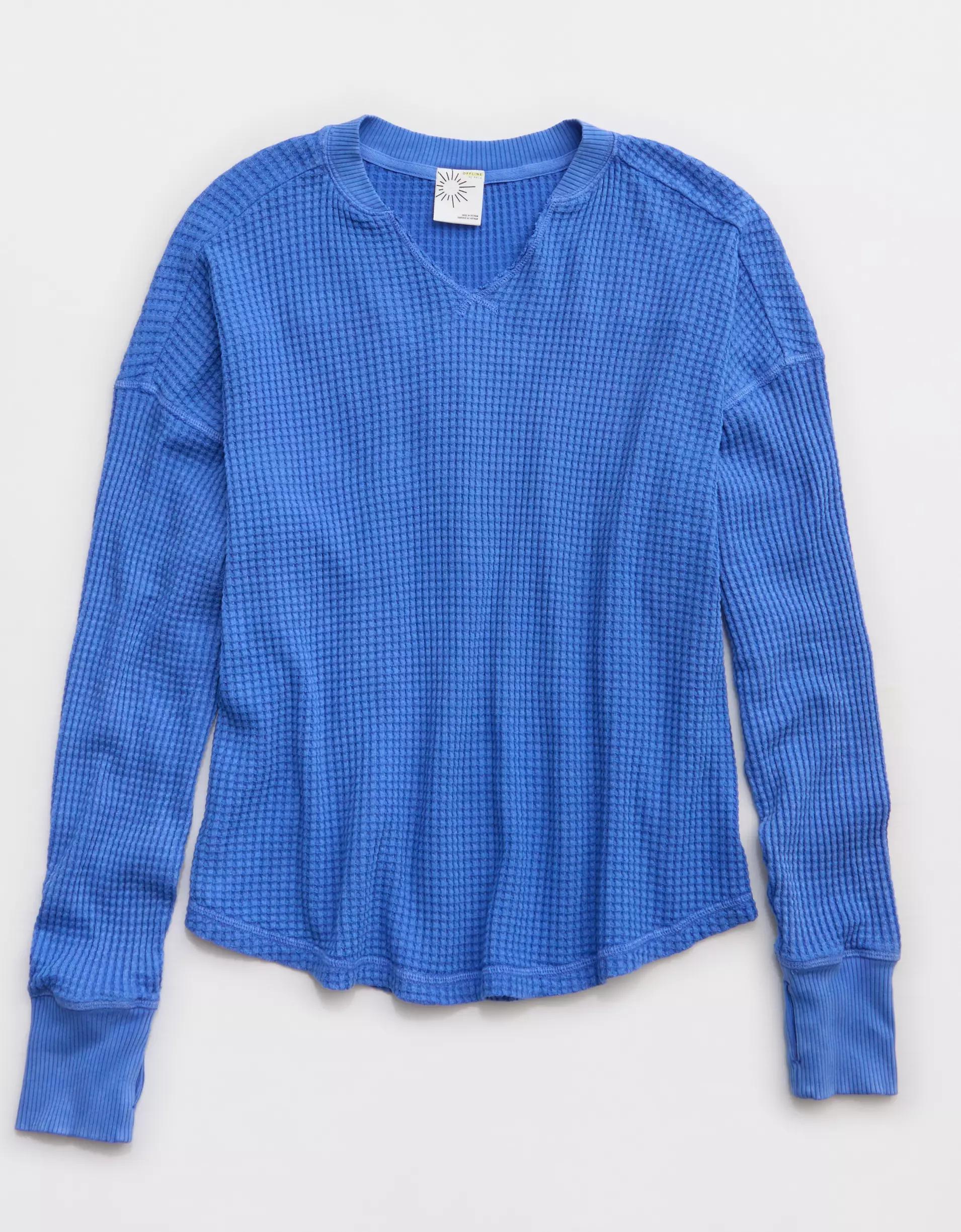 OFFLINE By Aerie Wow! Waffle Notch Neck Long Sleeve T-Shirt Product Image