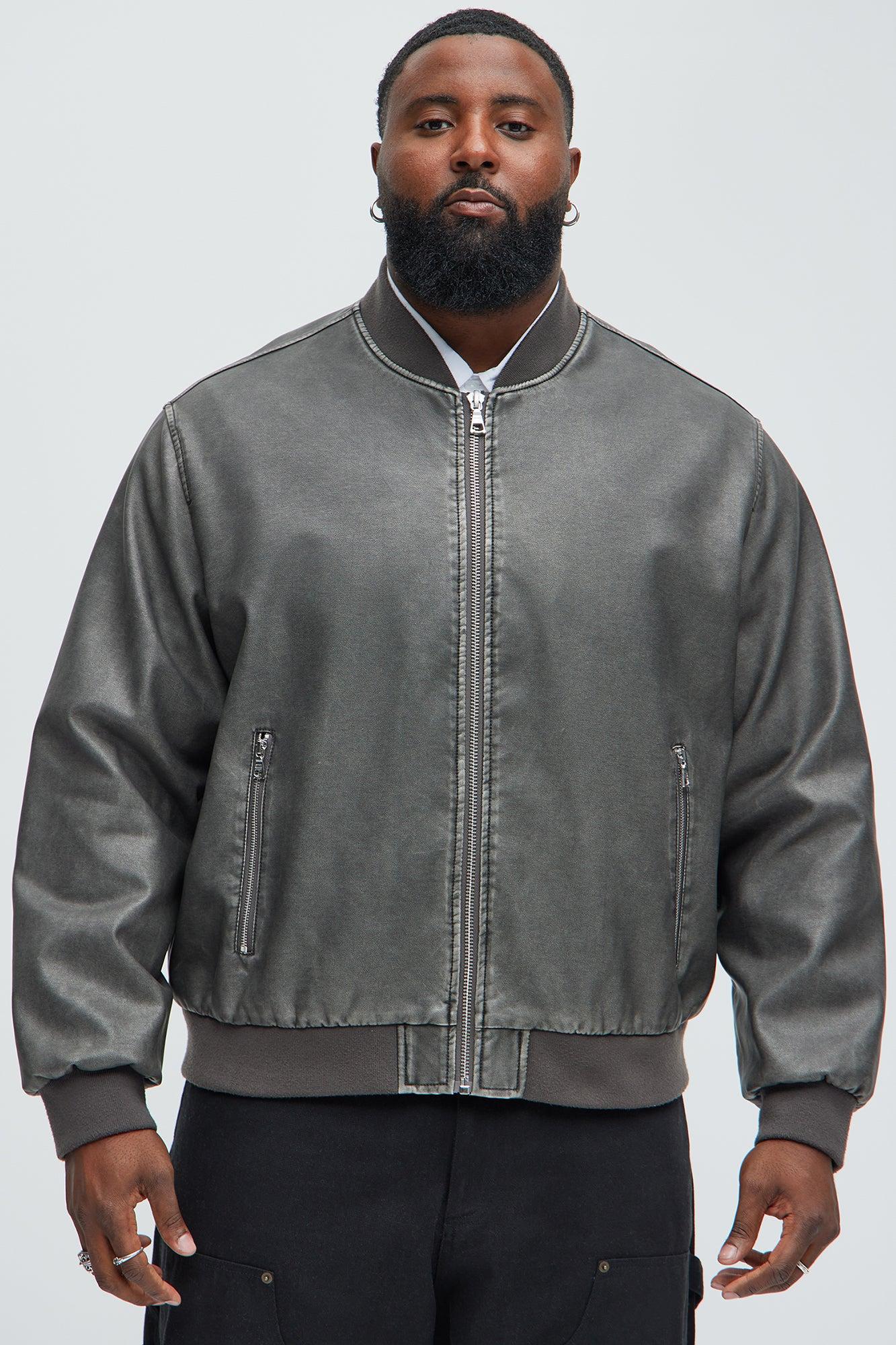 Glover Vintage Faux Leather Jacket - Black Wash Product Image