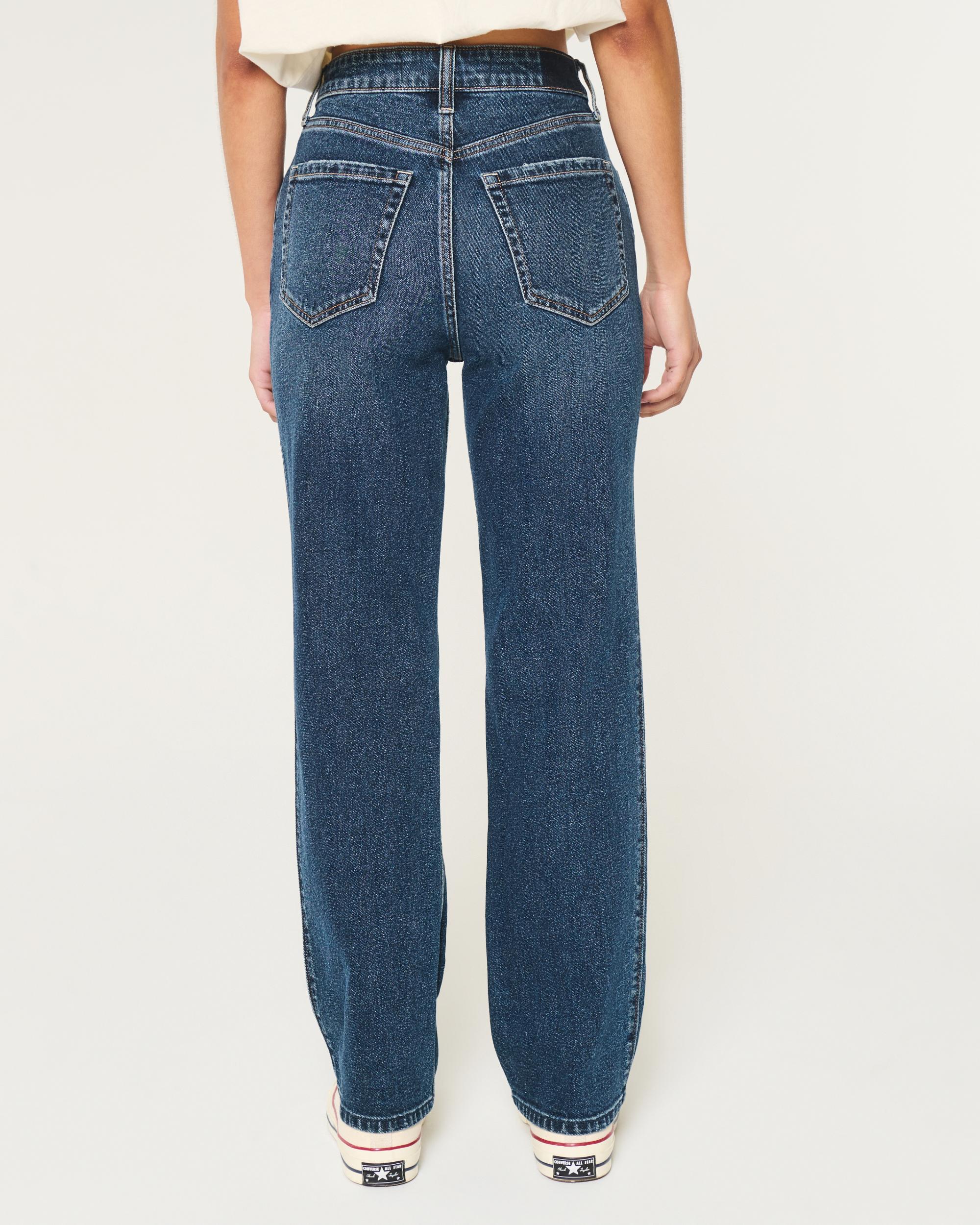 Ultra High-Rise Dark Wash 90s Straight Jeans Product Image