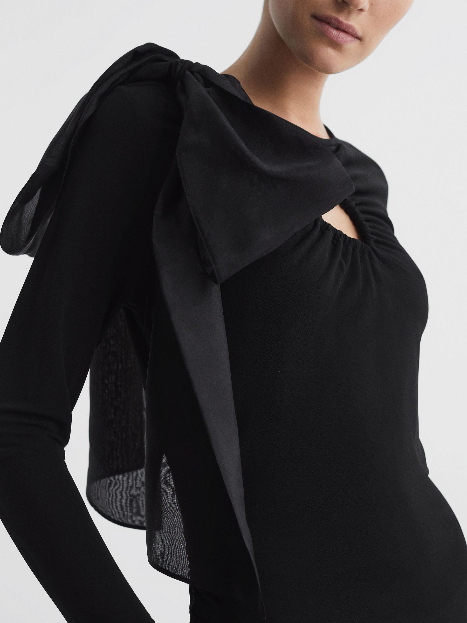 Bodycon Bow Maxi Dress in Black Product Image