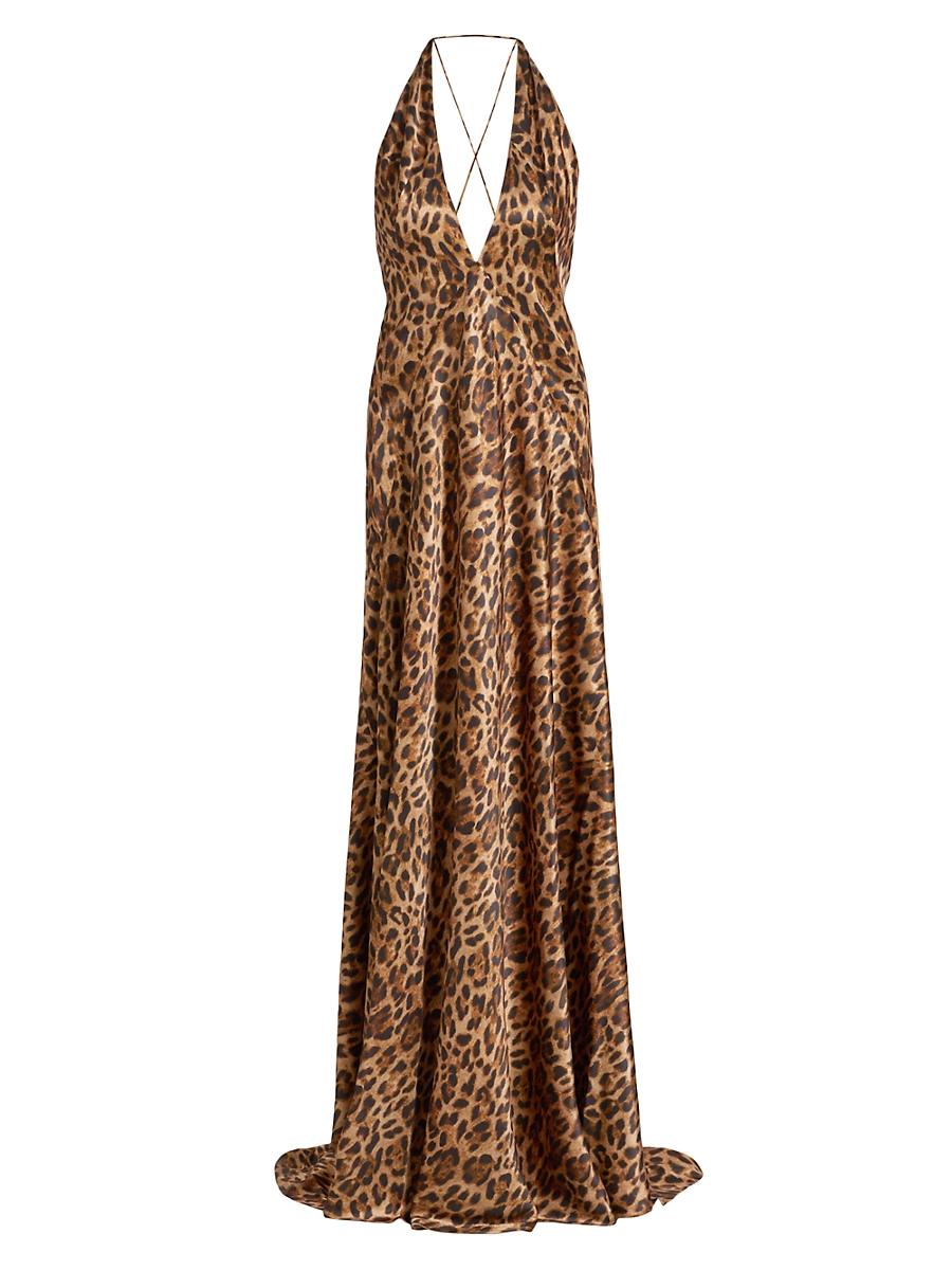 Womens Alexandra Silk Leopard Maxi Gown Product Image