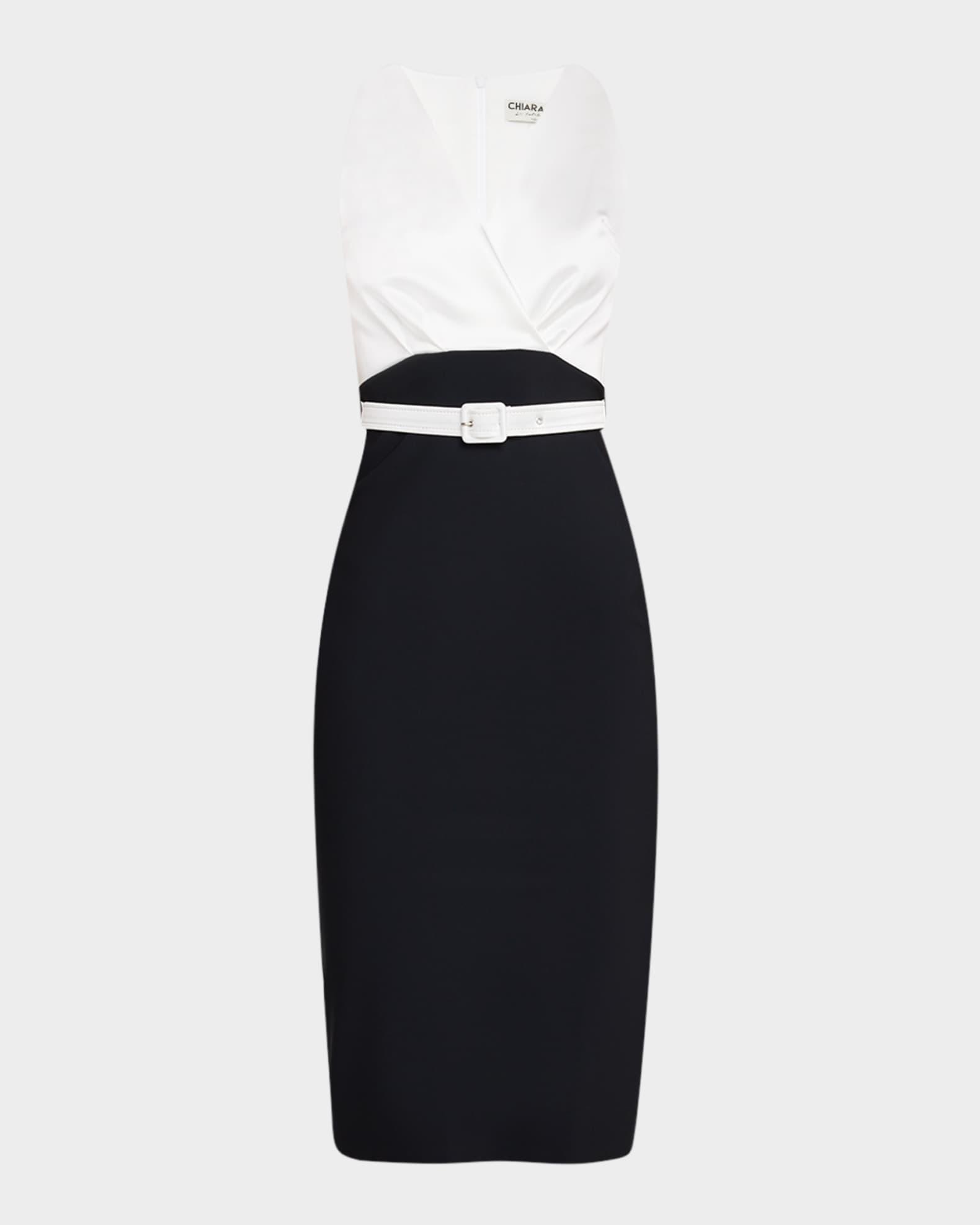 Sleeveless Satin & Jersey Bodycon Dress Product Image