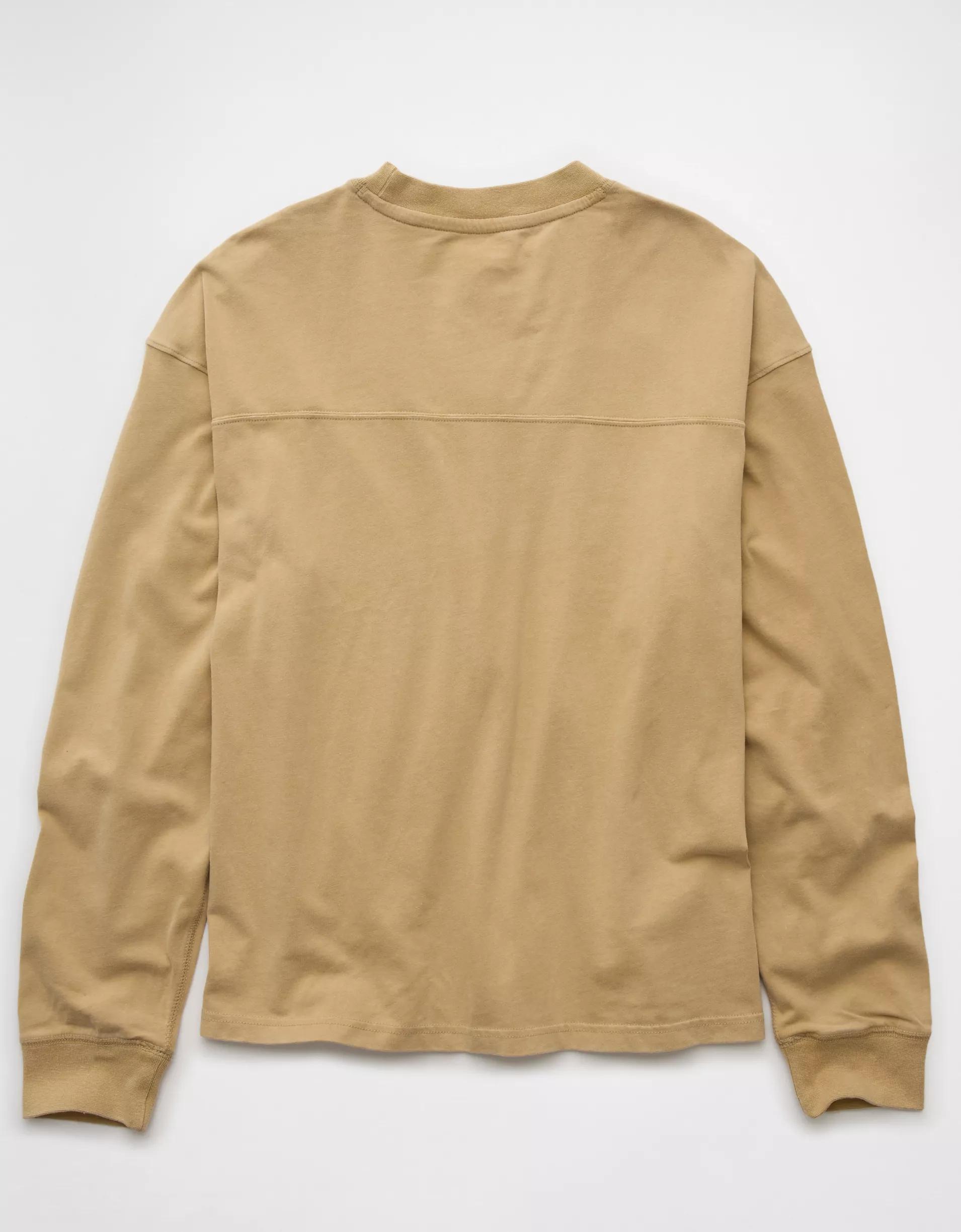 AE Long-Sleeve Boxy Sueded Jersey T-Shirt Product Image