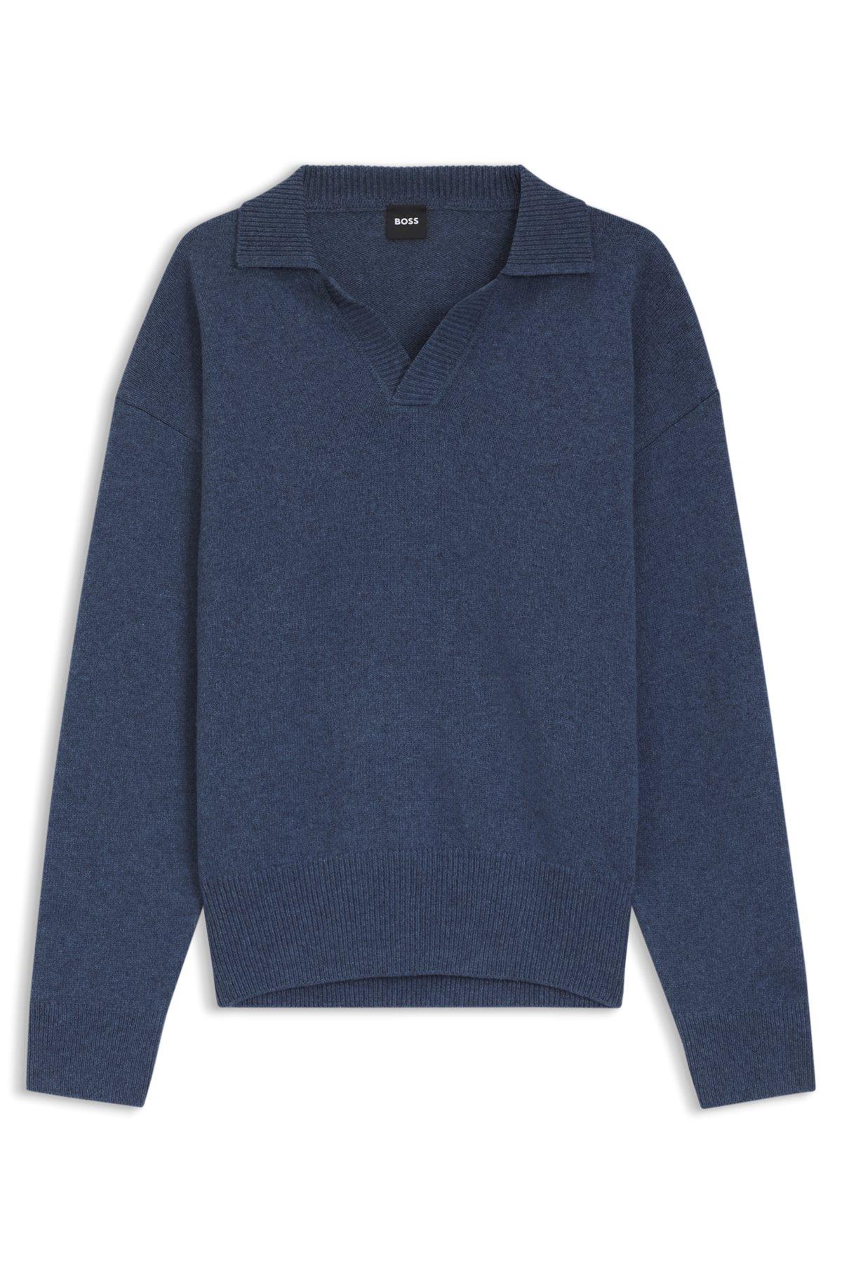 Johnny-collar sweater in virgin wool Product Image