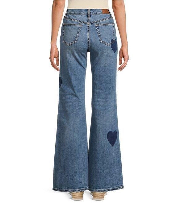 JOHNNY WAS Stretch Denim Heart Placement Print 5-Pocket Flare Leg Jeans Product Image