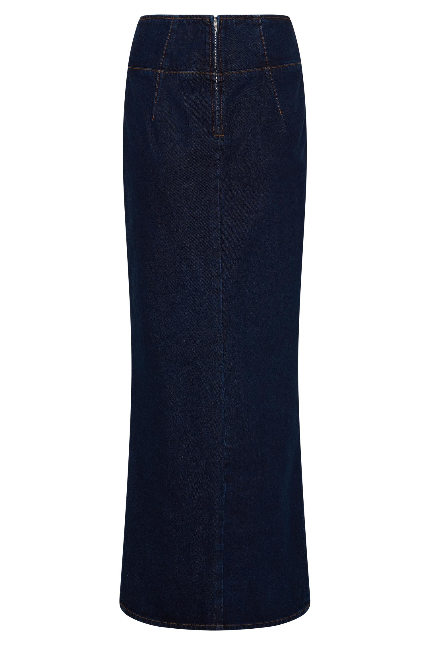 Maylena High Rise Denim Maxi Skirt - Indigo Blue Female Product Image