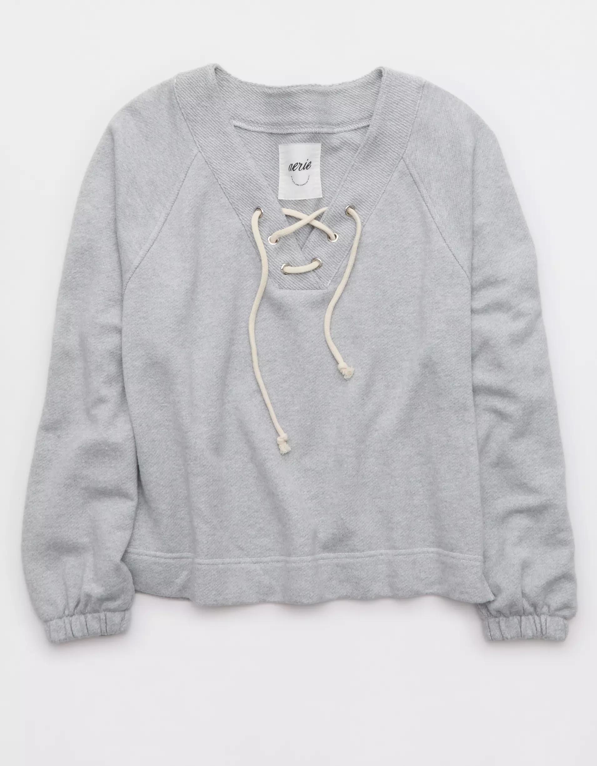 Aerie Lace Up Sweatshirt Product Image