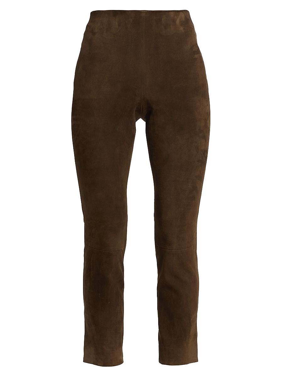 Womens Stretch-Suede Cropped Pants Product Image