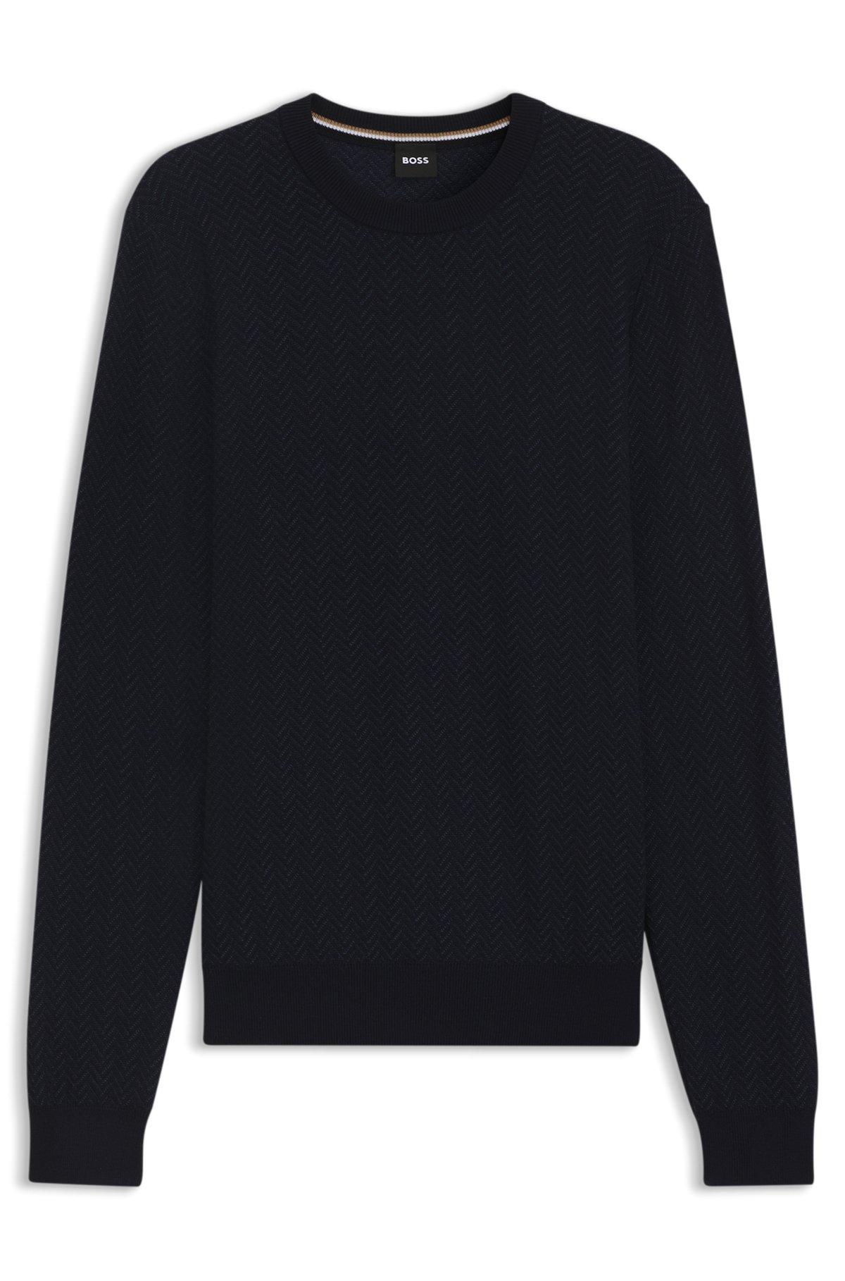 Herringbone-pattern sweater in wool and cotton Product Image