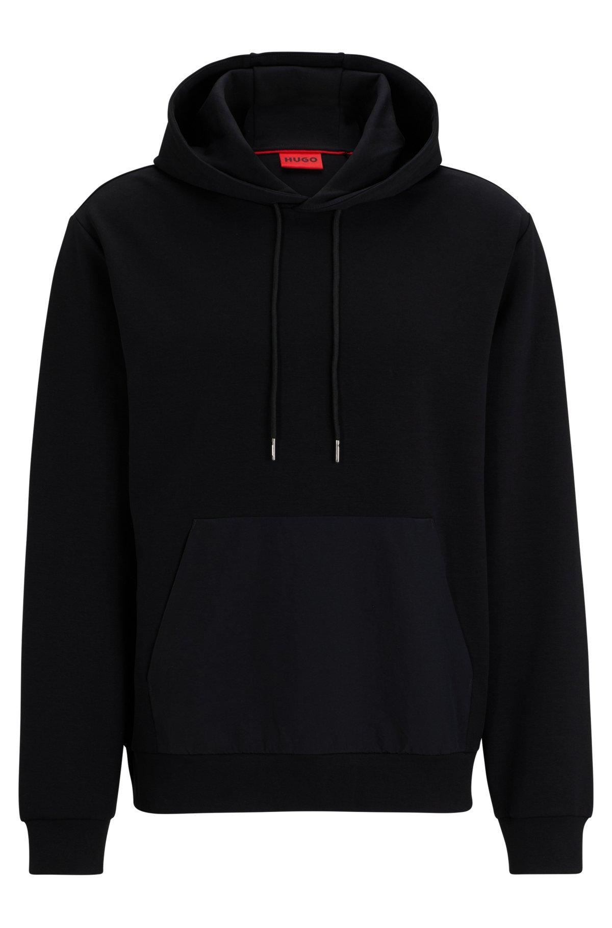 Relaxed-fit hoodie in stretch cotton with contrast pocket Product Image