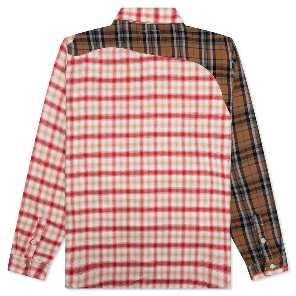 Patchwork Face Flannel Shirt - Red Male Product Image