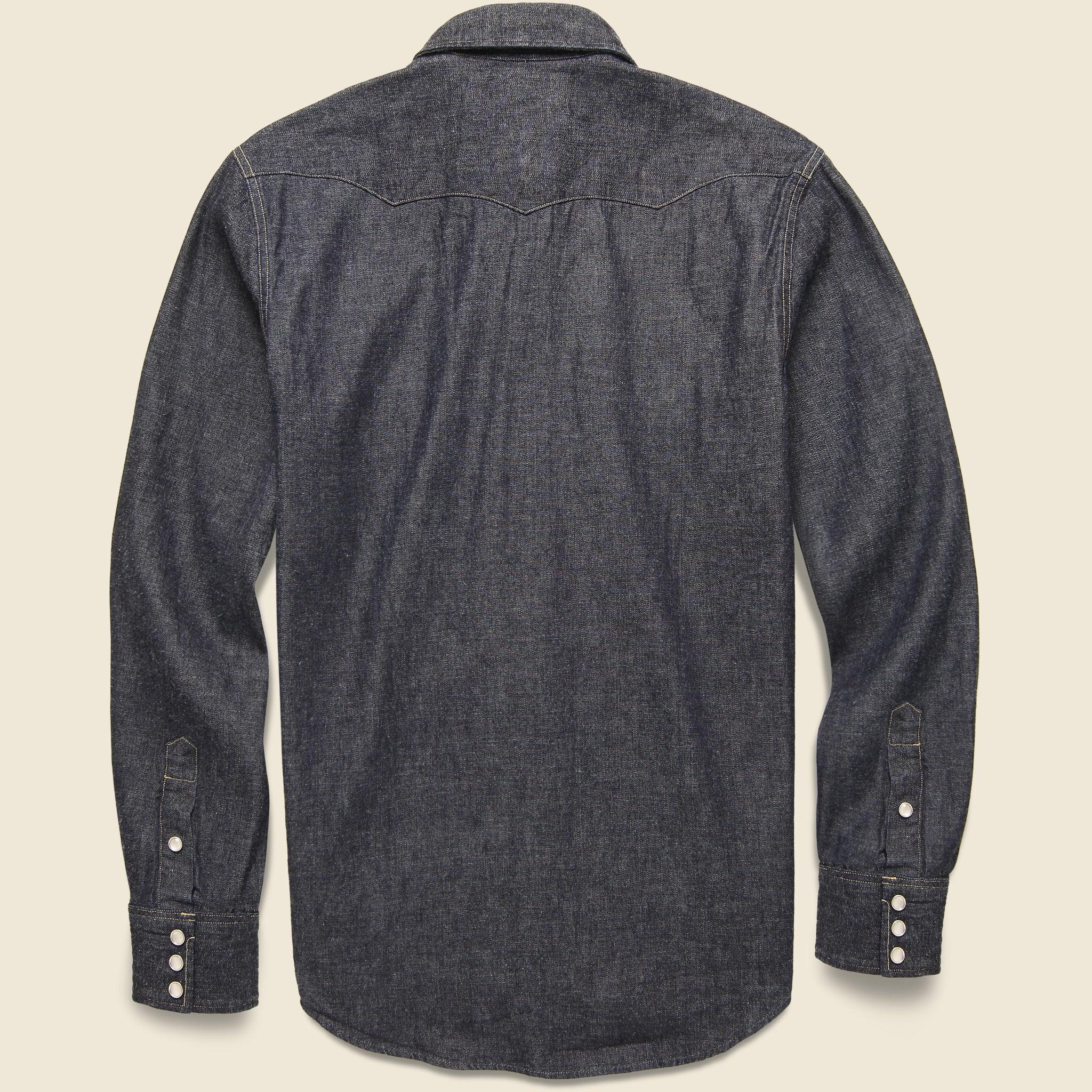 Slim Fit Denim Western Shirt - Rinse Product Image