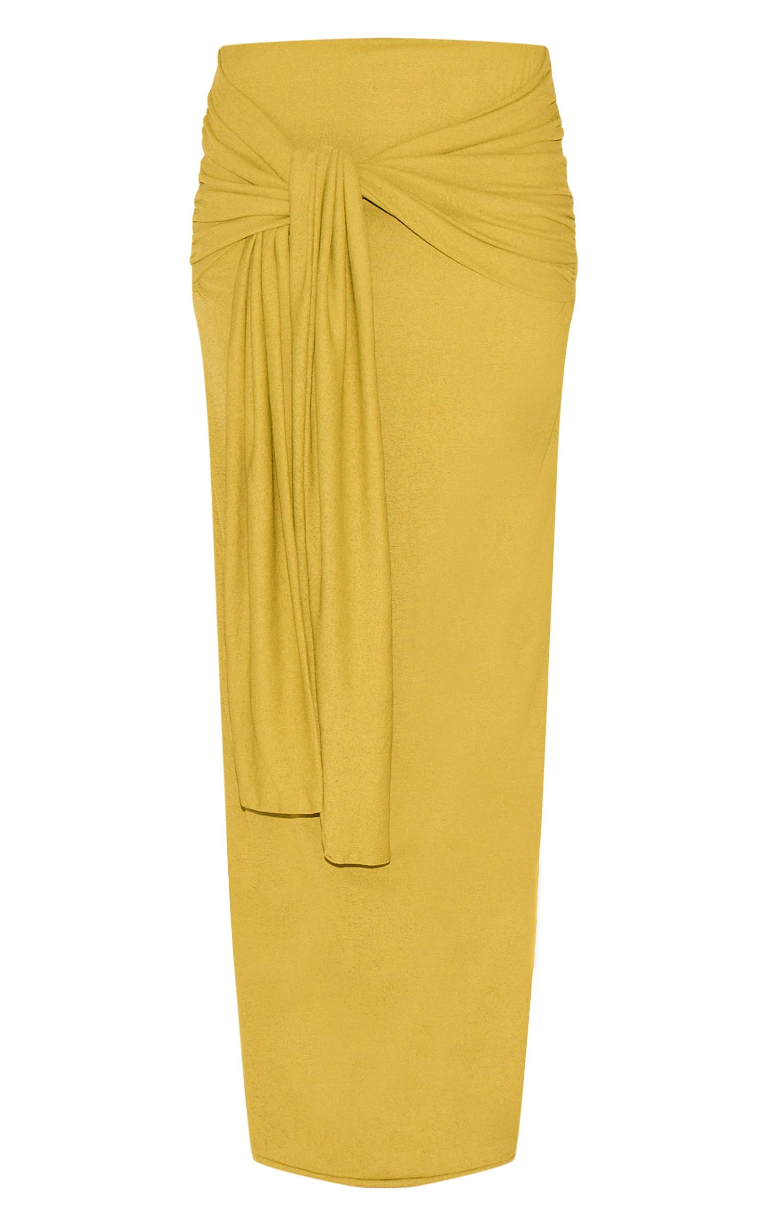 Olive Double Layer Burnout Mesh Wrap Front Maxi Skirt Product Image