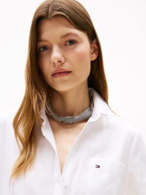 Short-Sleeve Belted Oxford Shirtdress Product Image