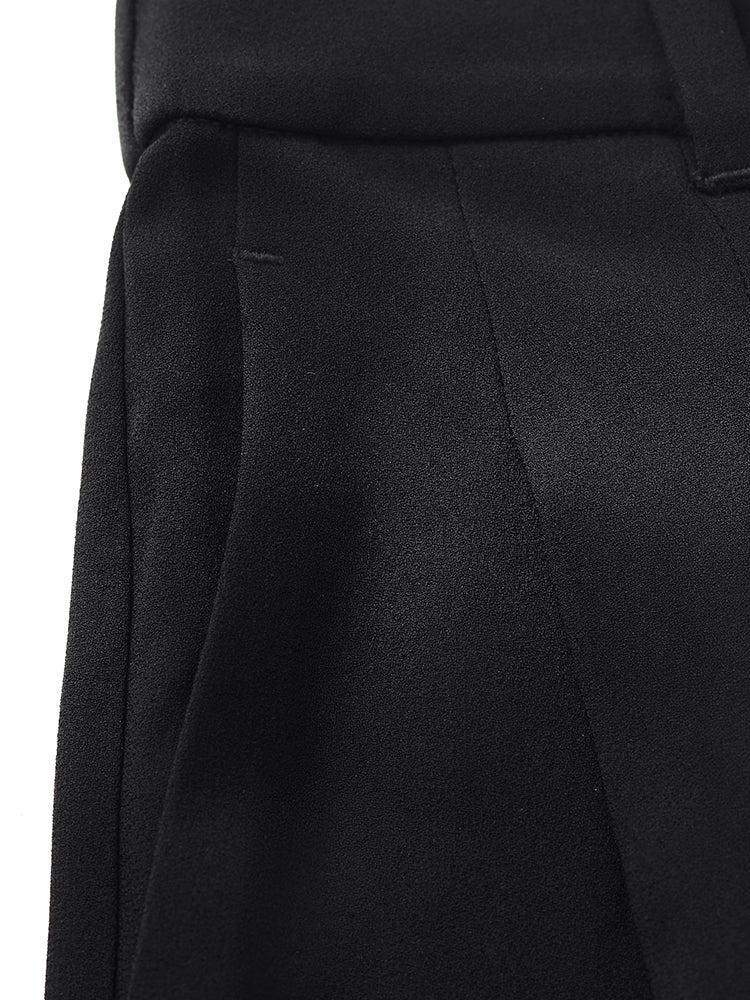 Triacetate Wide Leg Women Pants With Leather Belt Product Image