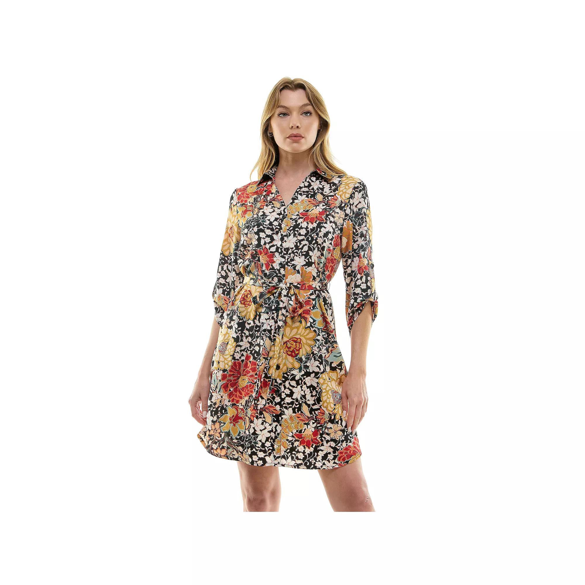 Women's Luxology Johnny Collar Satin Button Front Dress,  Product Image