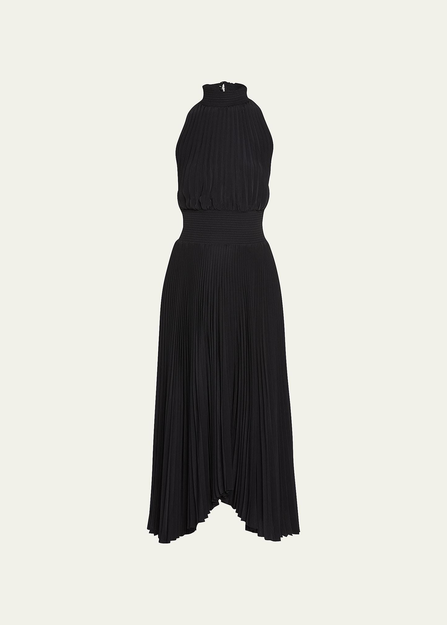 Womens Renzo Pliss Halter Midi Dress Product Image