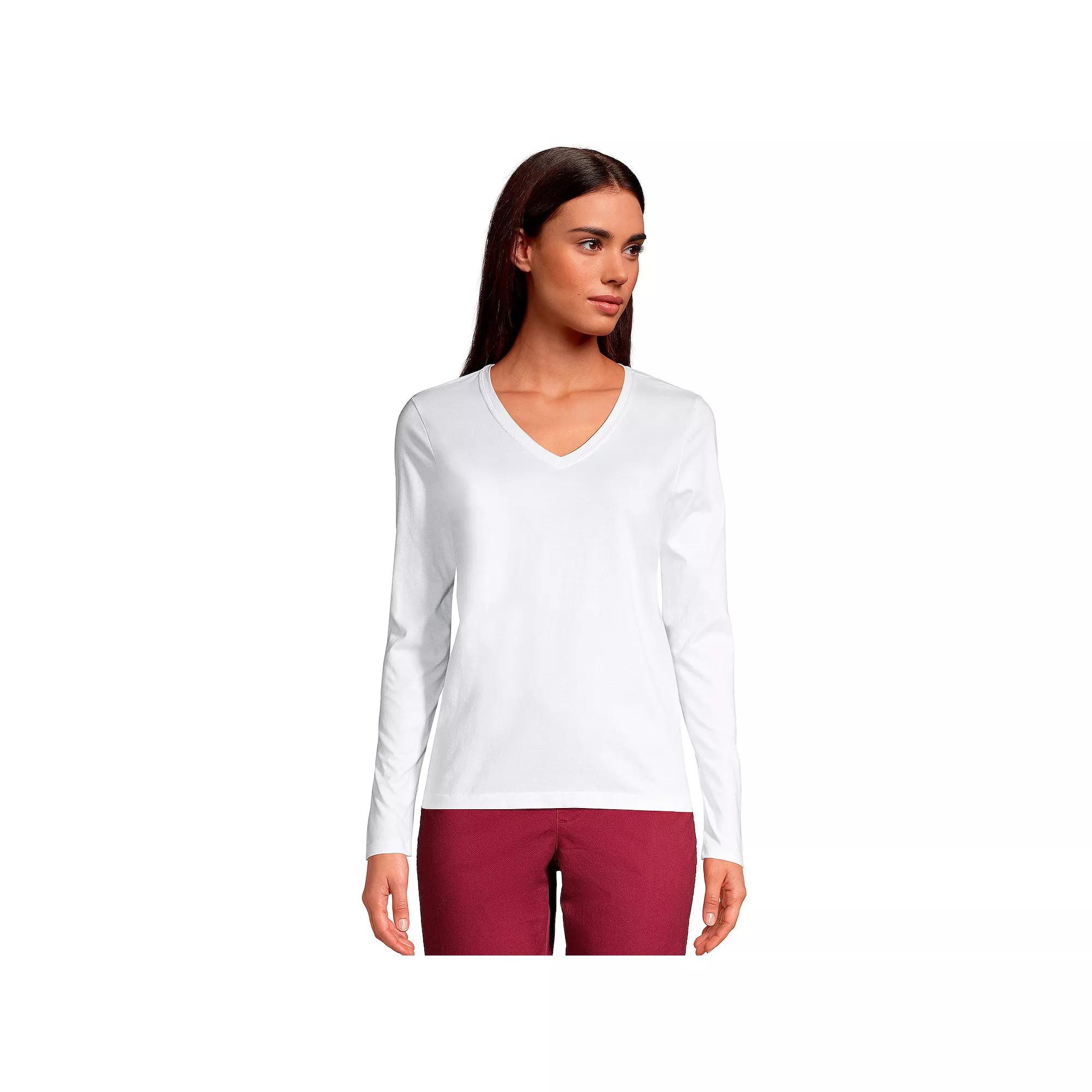 Petite Lands' End Supima Cotton Relaxed V-Neck Tee, Women's,  Product Image