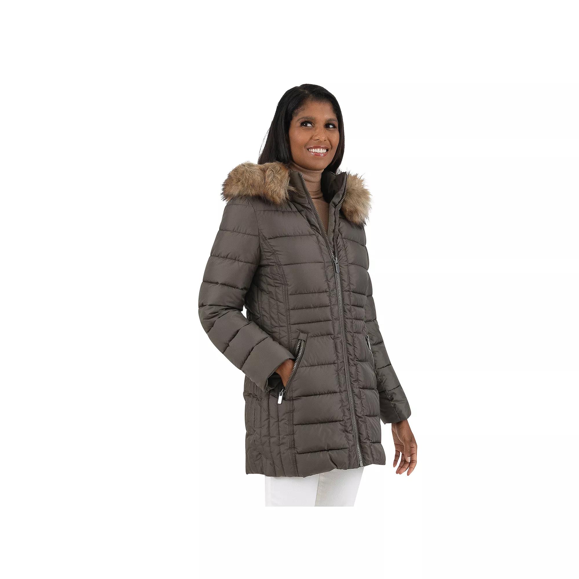 Women's Fleet Street Faux Fur Trimmed Hooded Puffer Coat,  Product Image