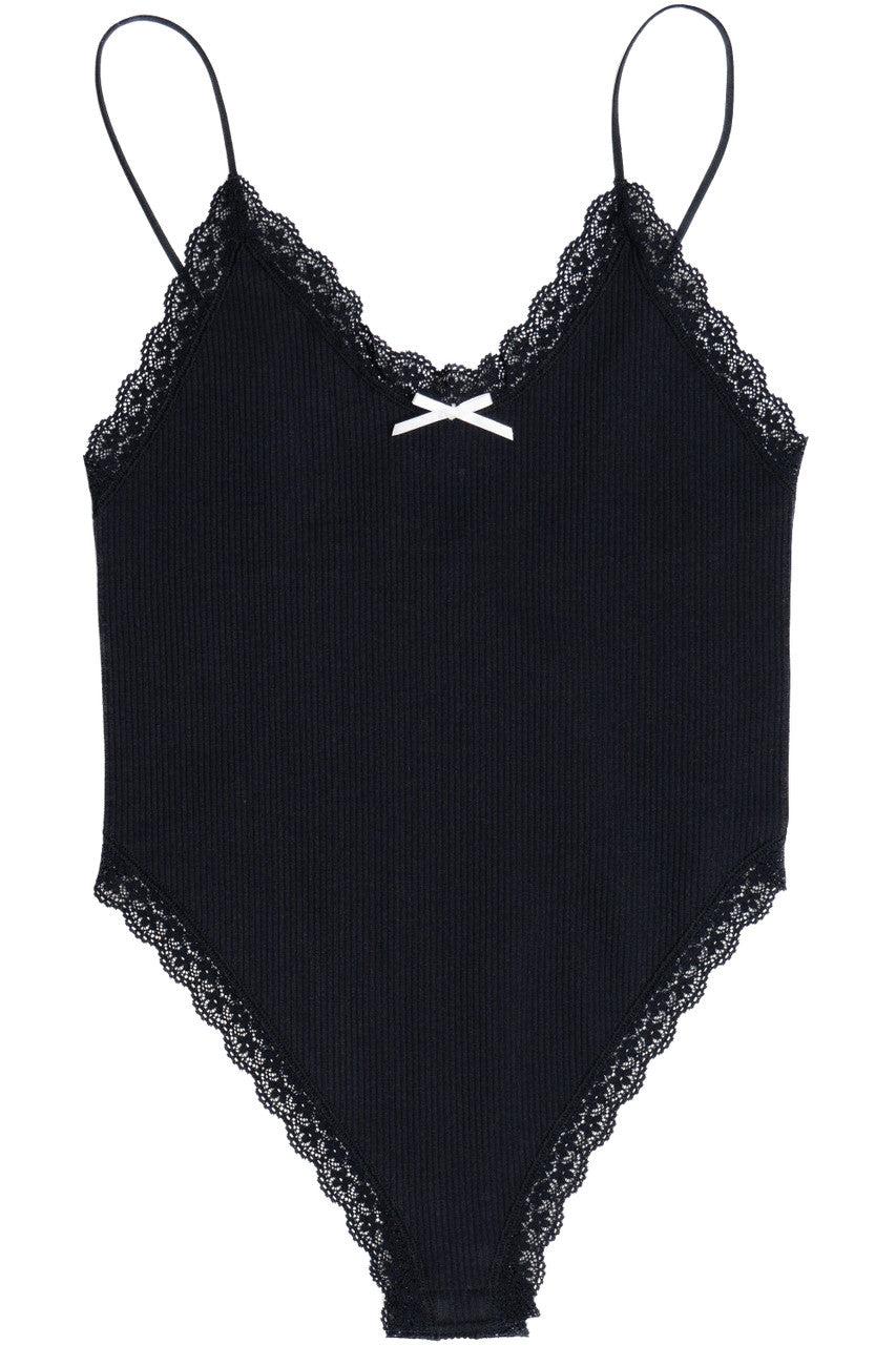 Lace Trim Bow Cami Bodysuit Product Image