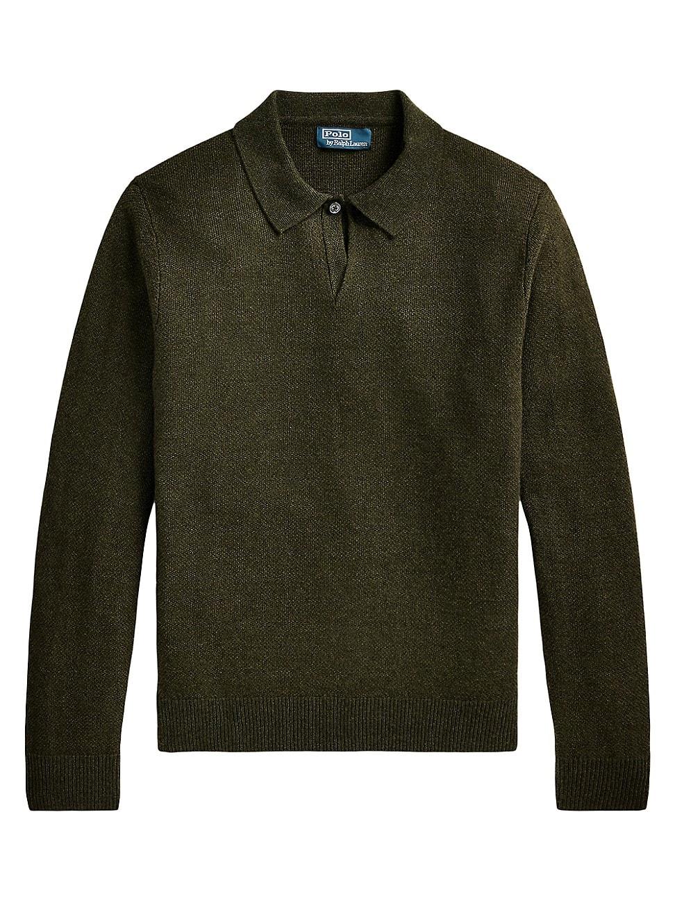 Mens Linen-Cashmere Polo Sweater Product Image