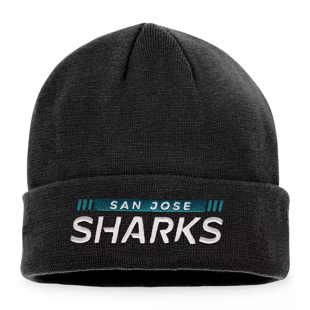 Men's Fanatics Branded Black San Jose Sharks Authentic Pro Rink Cuffed Knit Hat, Sks Black Product Image
