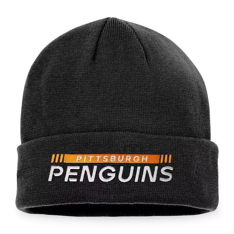 Men's Fanatics Branded Black Pittsburgh Penguins Authentic Pro Rink Cuffed Knit Hat Product Image