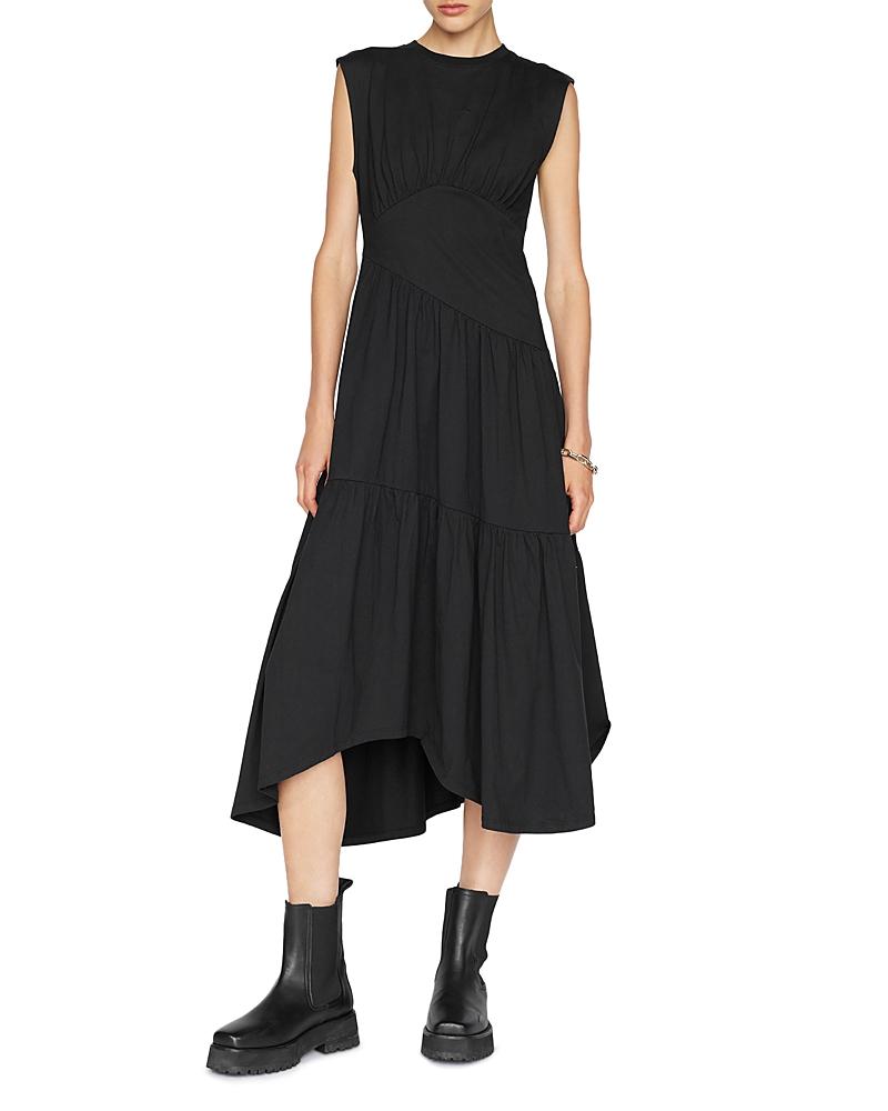 Womens Cotton Asymmetric Tiered Midi-Dress Product Image