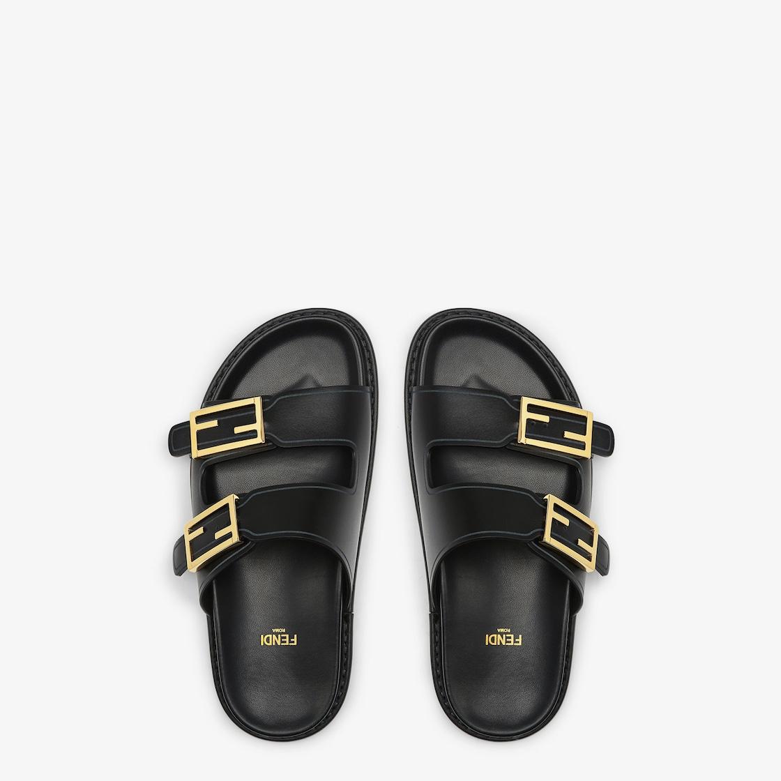 Fendi FeelBlack leather slides Product Image