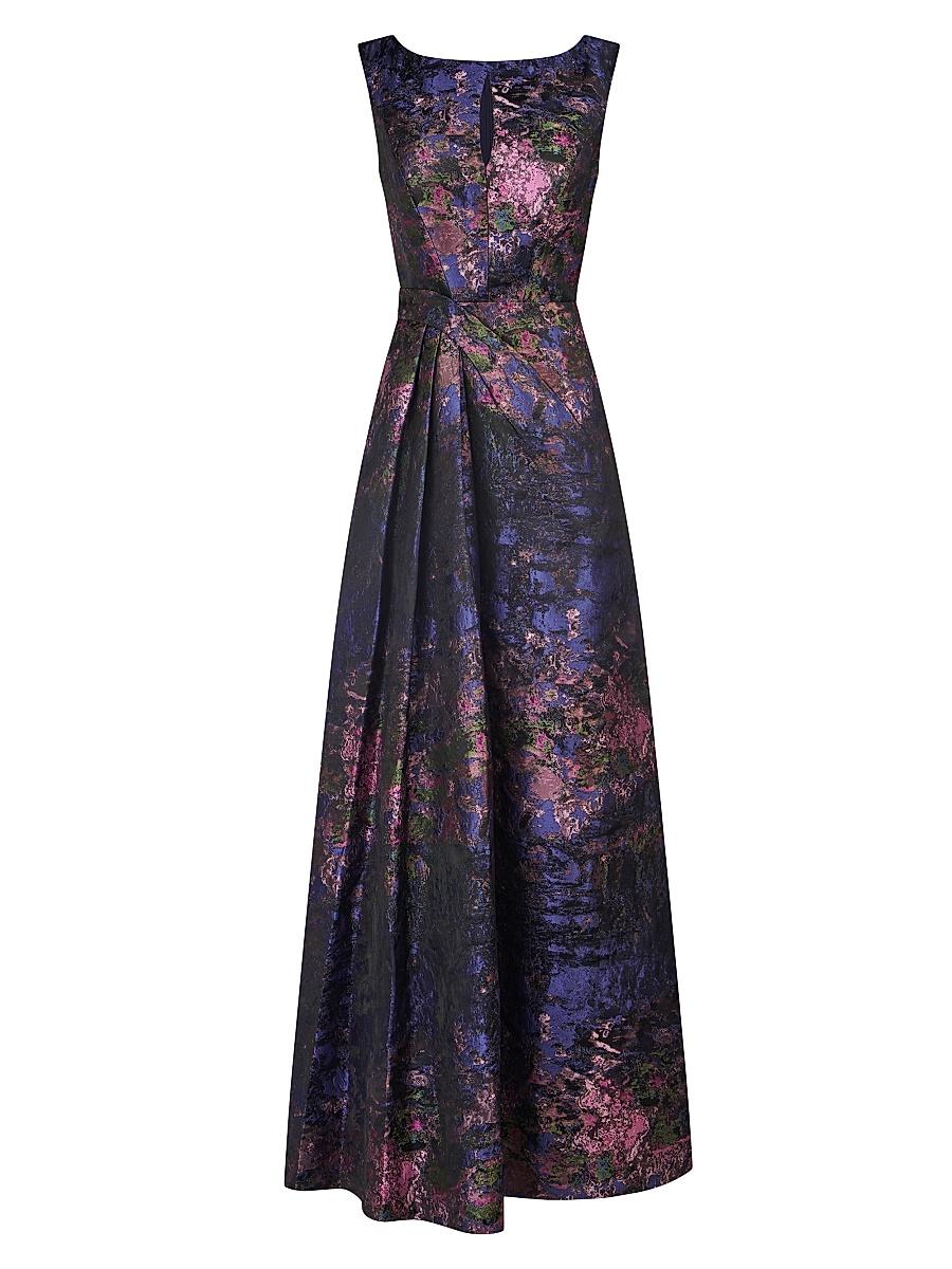 Womens Winona Monet Jacquard Cap-Sleeve Gown Product Image