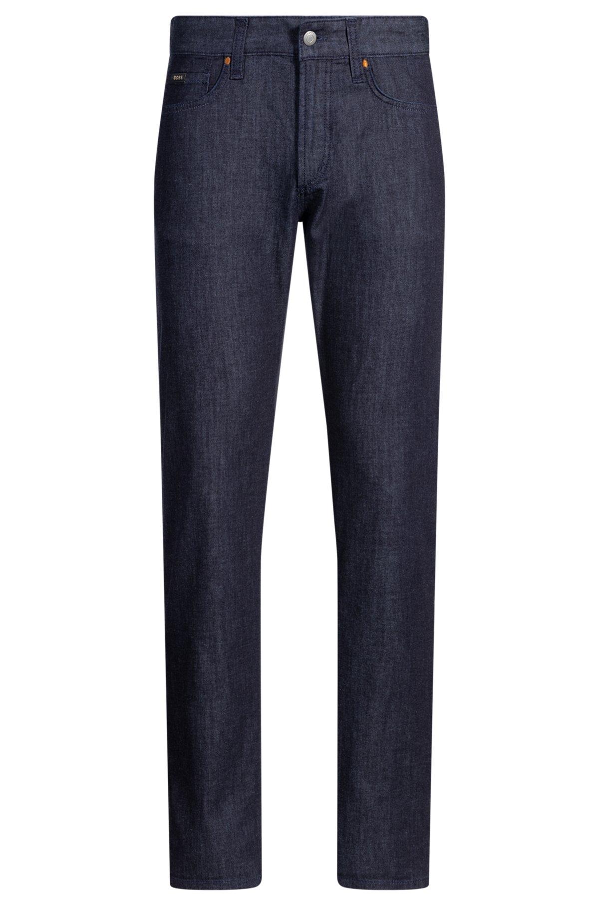 Slim-fit jeans in dark-blue comfort-stretch denim Product Image