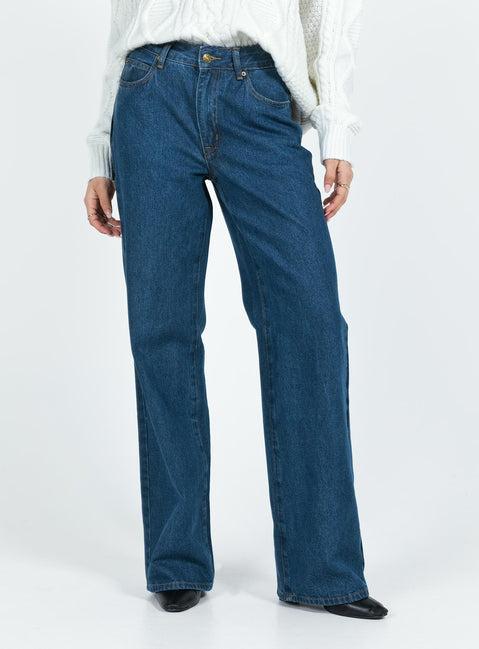 Top Model Low Rise Straight Leg Jeans Dark Denim Product Image