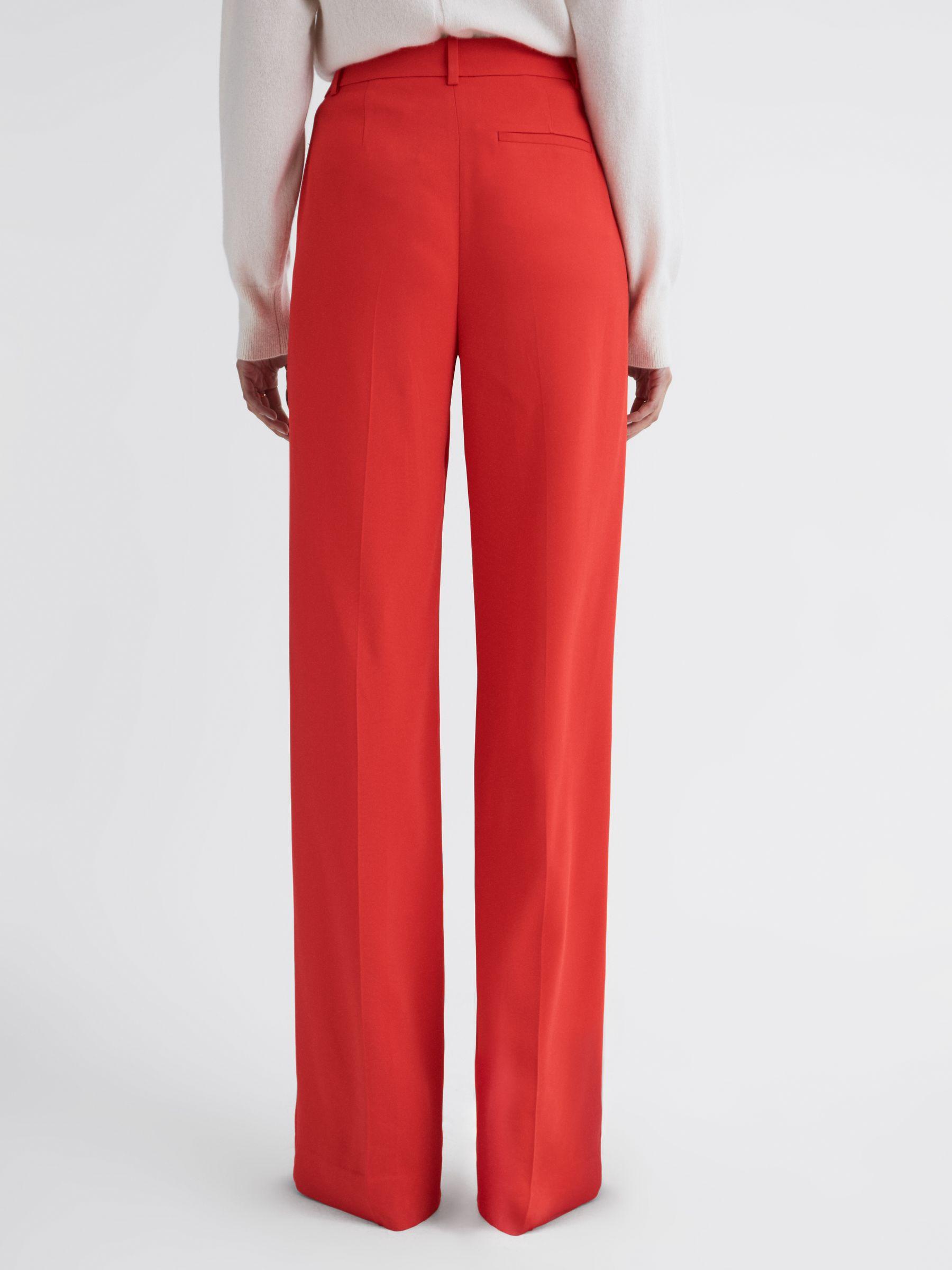 Wide Leg Mid Rise Trousers in Coral Product Image