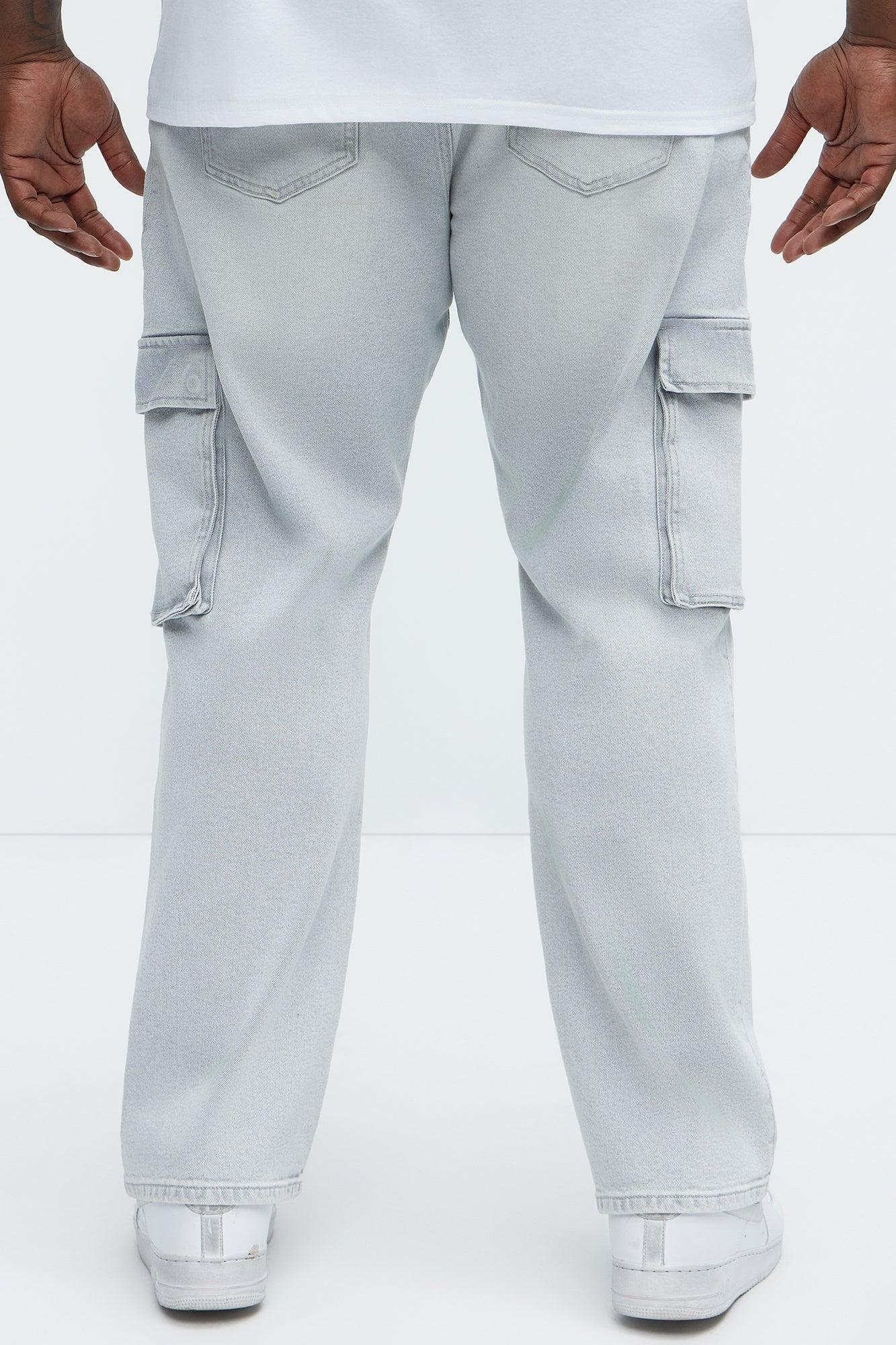 Classic Straight Cargo Jeans - Grey/Blue Product Image