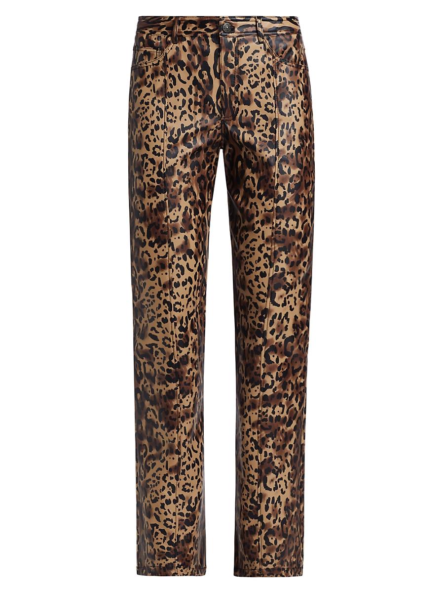 Womens Miller Leopard Faux-Leather Pants Size 0 Product Image